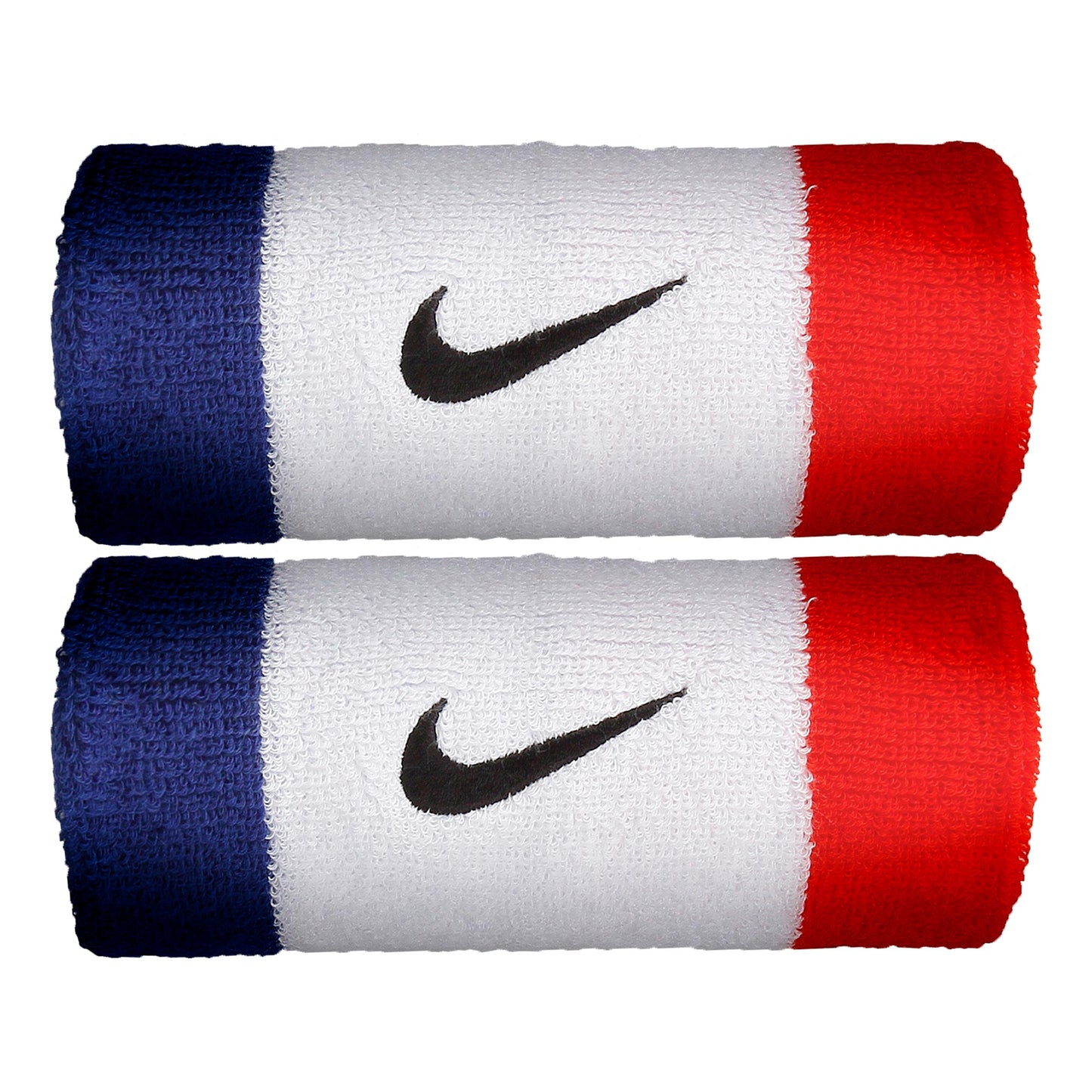 Nike Swoosh Doublewide Opaska przeciwpotna Opakowanie 2 szt. Unisex - biały, niebieski Nike Swoosh Doublewide Opaska przeciwpotna Opakowanie 2 szt. Unisex - biały, niebieski