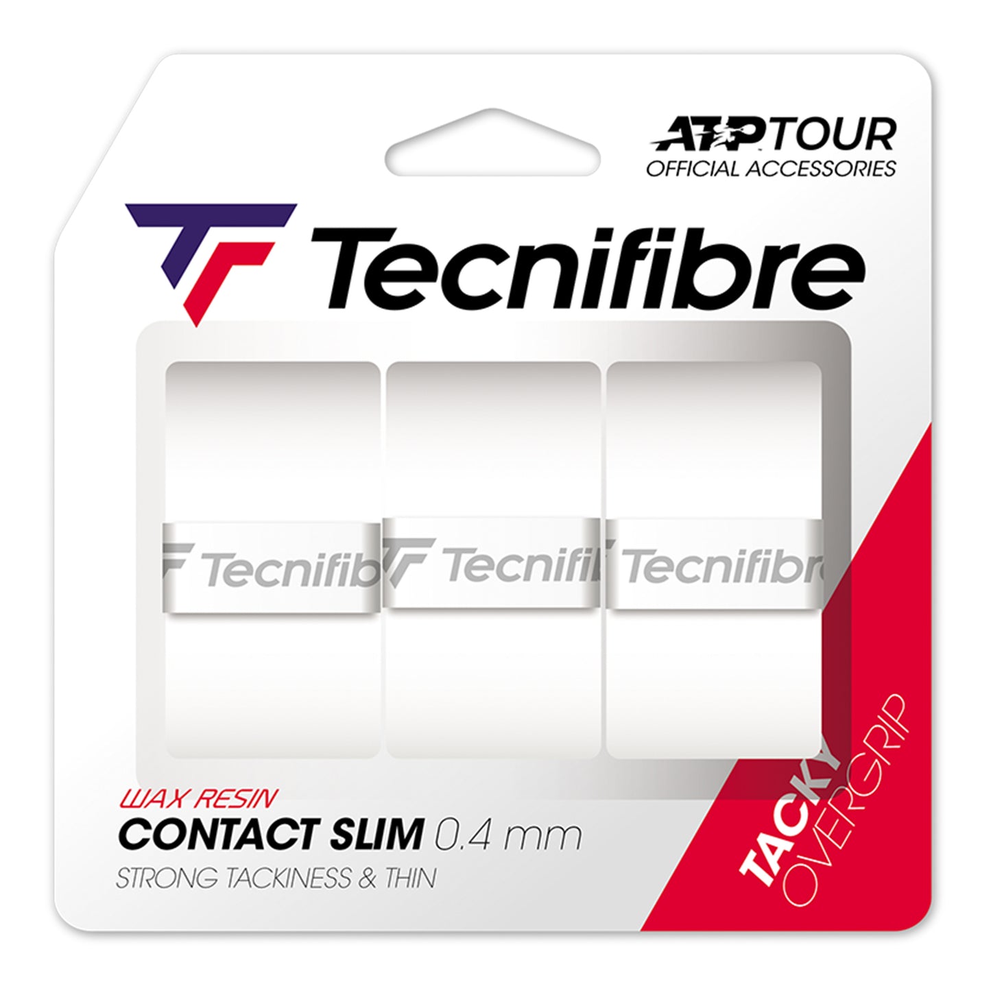 Tecnifibre Contact Slim 3er Opakowanie 3 Szt.-Biały Tecnifibre Contact Slim 3er Opakowanie 3 Szt.-Biały