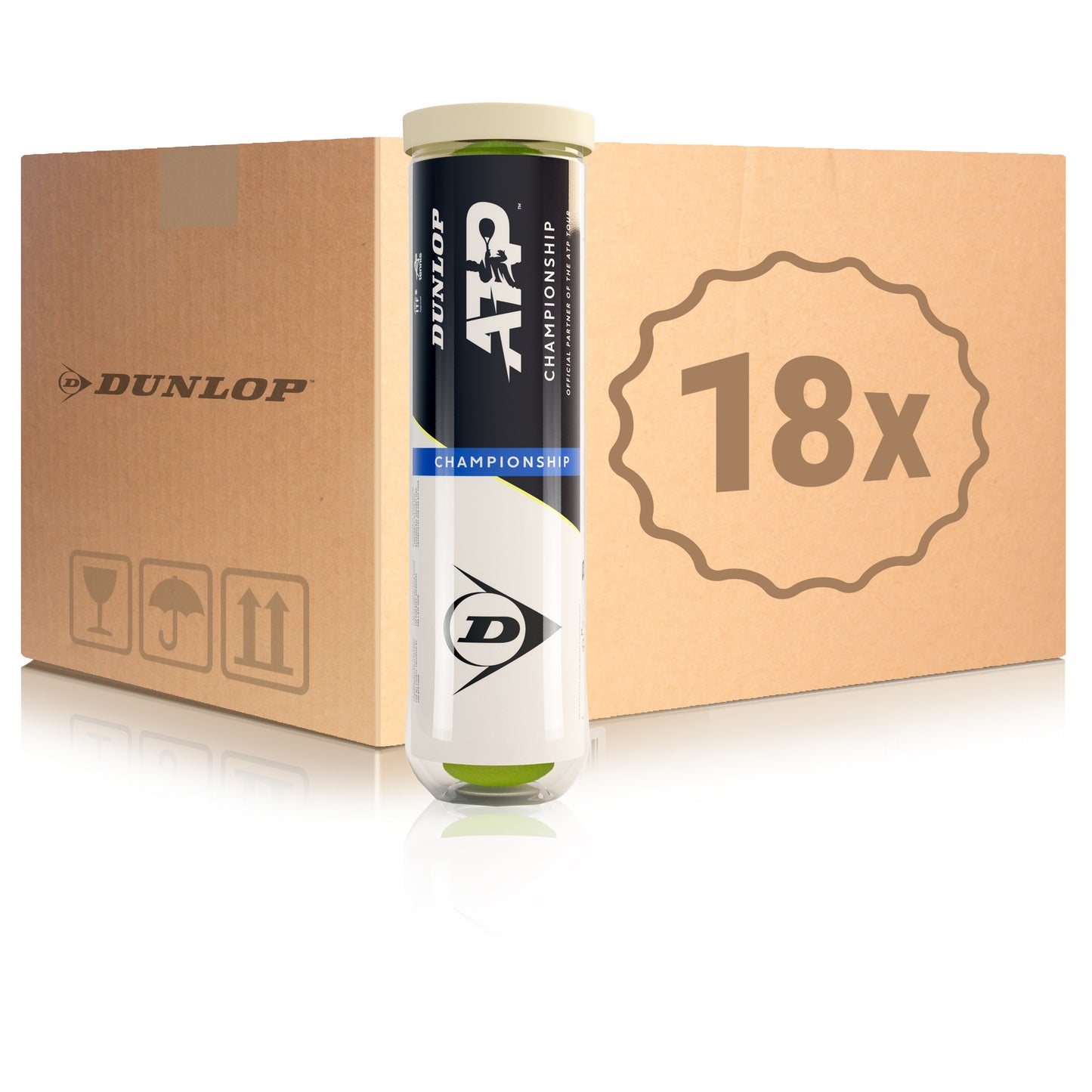 Dunlop 18x puszka 4 szt. ATP Championship W KARTONIE Dunlop 18x puszka 4 szt. ATP Championship W KARTONIE