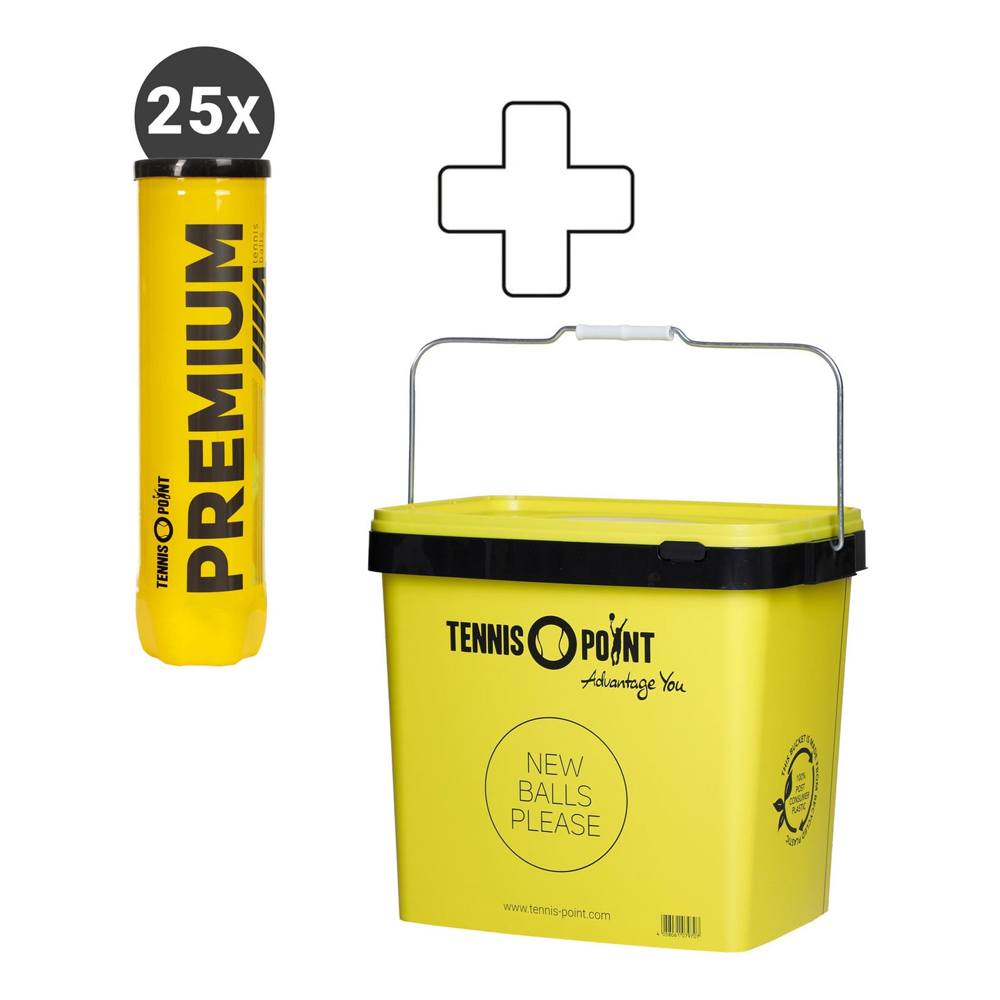 Tennis-Point Puszka 4 szt. 25 x Premium PLUS WIADRO NA PIŁKI Tennis-Point Puszka 4 szt. 25 x Premium PLUS WIADRO NA PIŁKI