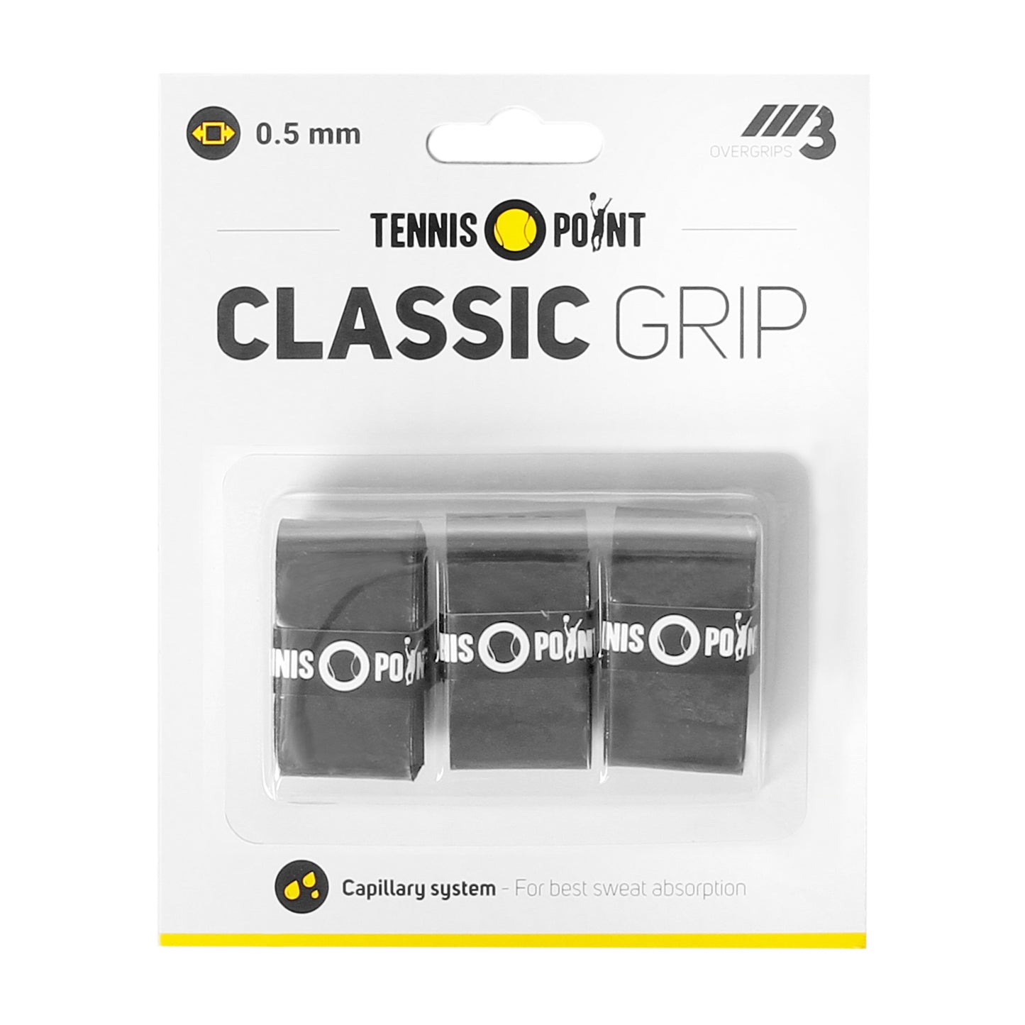 Tennis-Point Classic Grip Opakowanie 3 szt. - czarny Tennis-Point Classic Grip Opakowanie 3 szt. - czarny