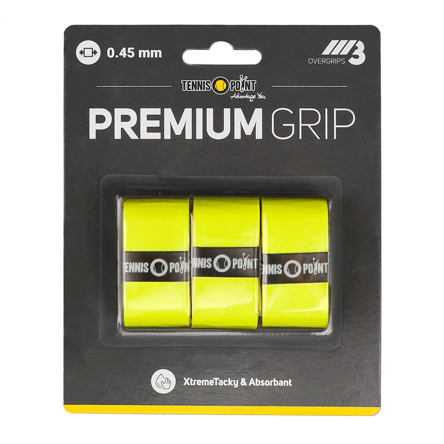 Tennis-Point Premium Grip Opakowanie 3 Szt.-Żółty Tennis-Point Premium Grip Opakowanie 3 Szt.-Żółty