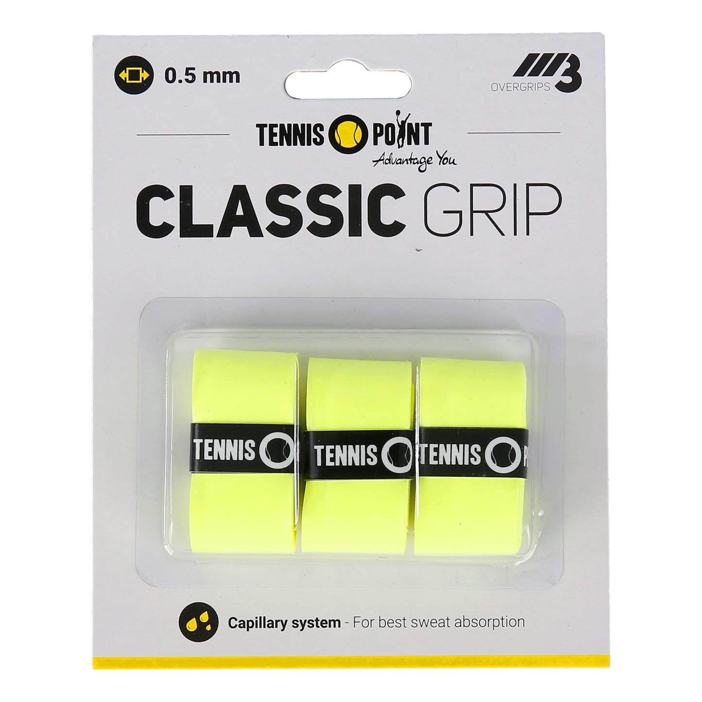 Tennis-Point Classic Grip Opakowanie 3 szt. - żółty Tennis-Point Classic Grip Opakowanie 3 szt. - żółty