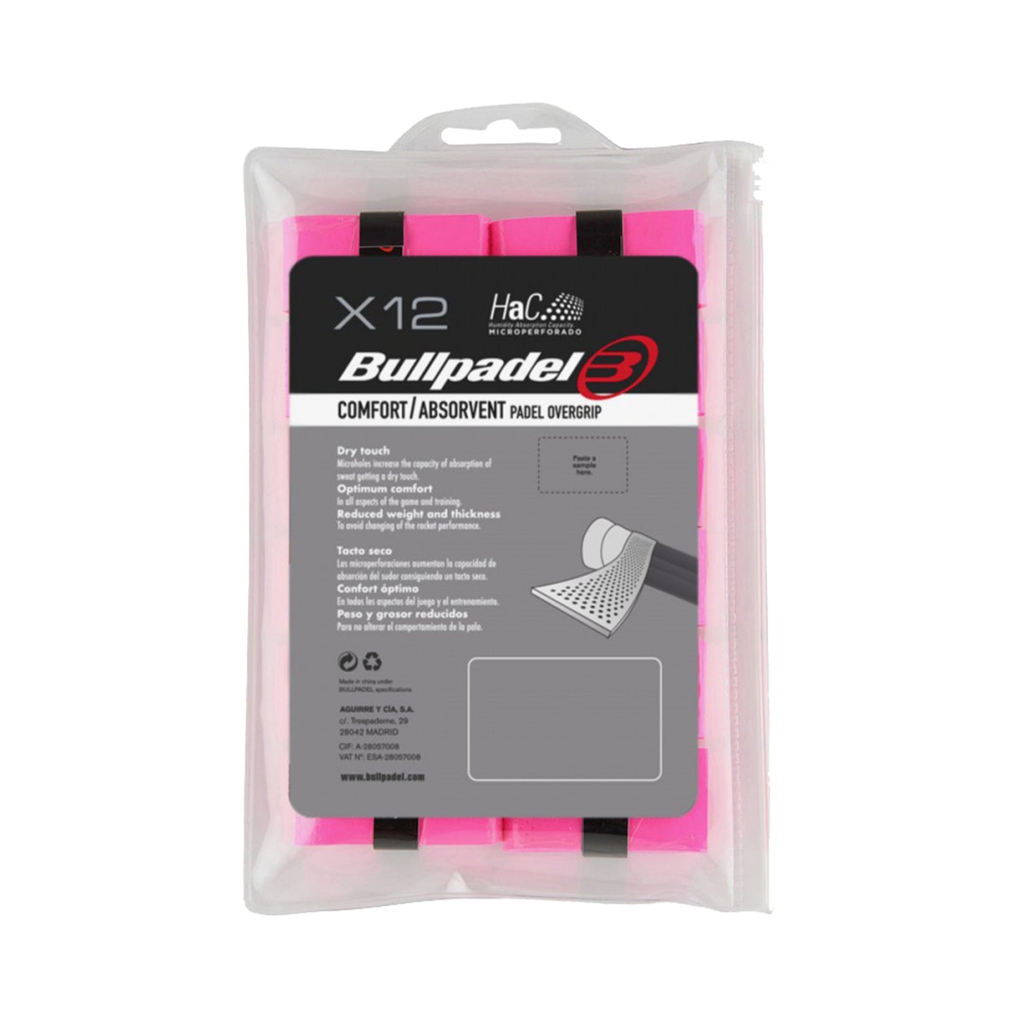 Bullpadel GB-1601 PACK 12 COMFORT ABSORBENT-Różowy Bullpadel GB-1601 PACK 12 COMFORT ABSORBENT-Różowy