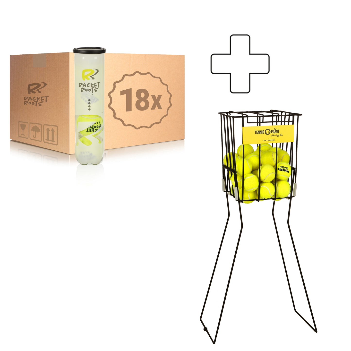 Racket Roots 18x puszka 4 szt. Club Tennisball PLUS KOSZ NA PIŁKI Racket Roots 18x puszka 4 szt. Club Tennisball PLUS KOSZ NA PIŁKI