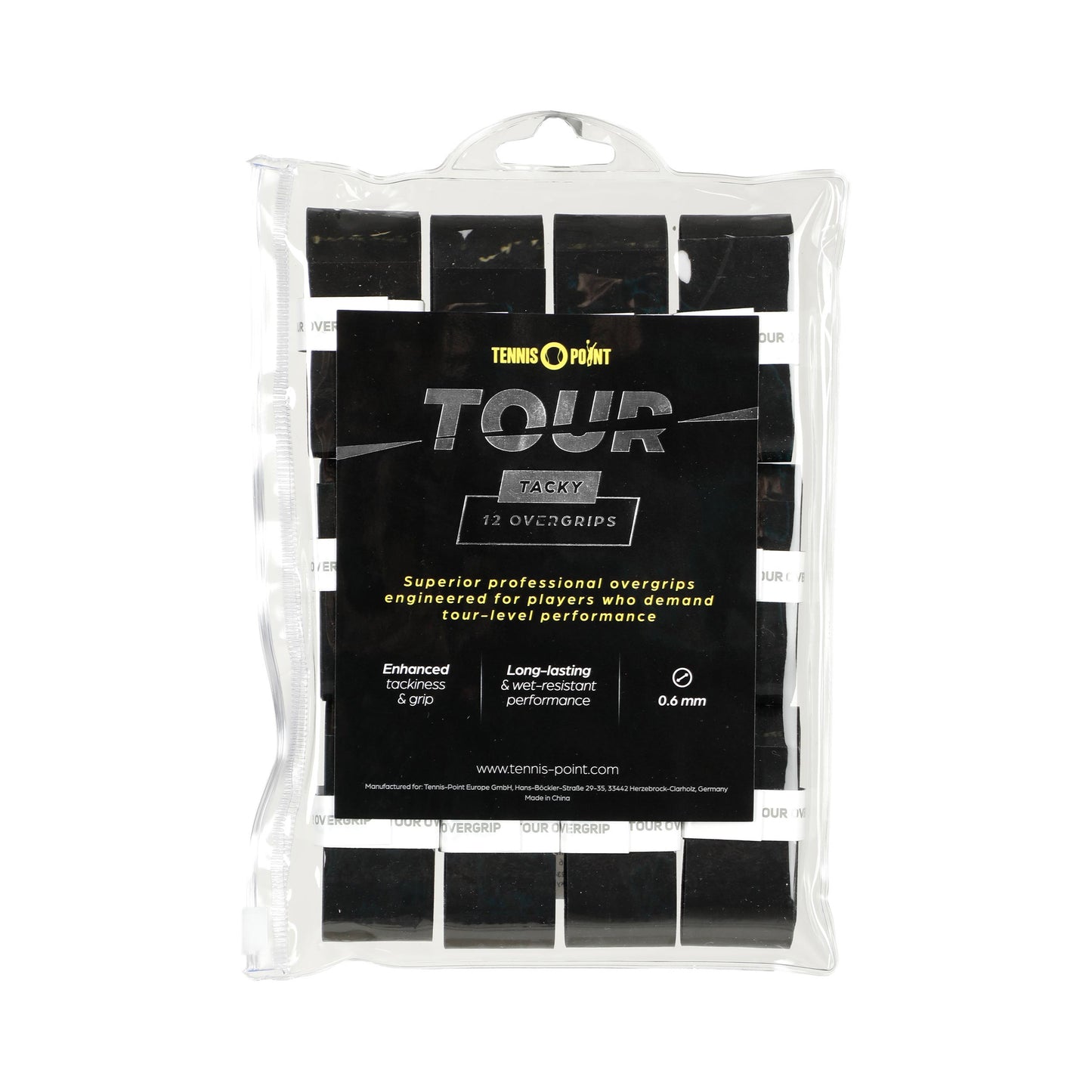 Tennis-Point Tour Tacky Opakowanie 12 szt. - czarny Tennis-Point Tour Tacky Opakowanie 12 szt. - czarny