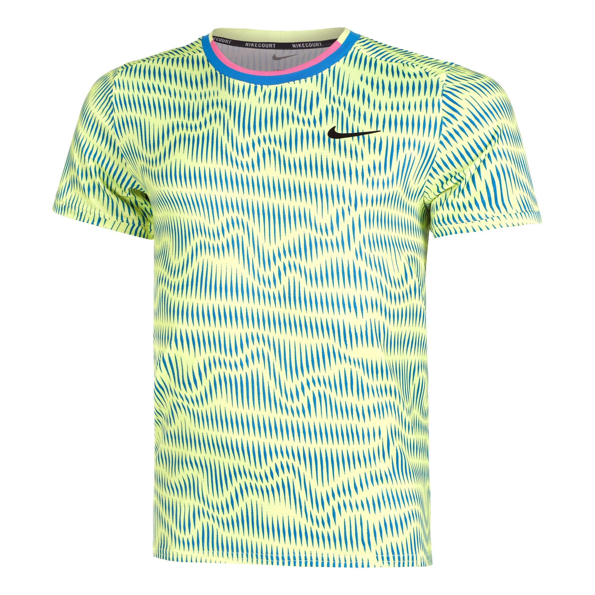Nike Court Dri-Fit Advantage Print Koszulka Mężczyźni - cytrynowy żółty, niebieski