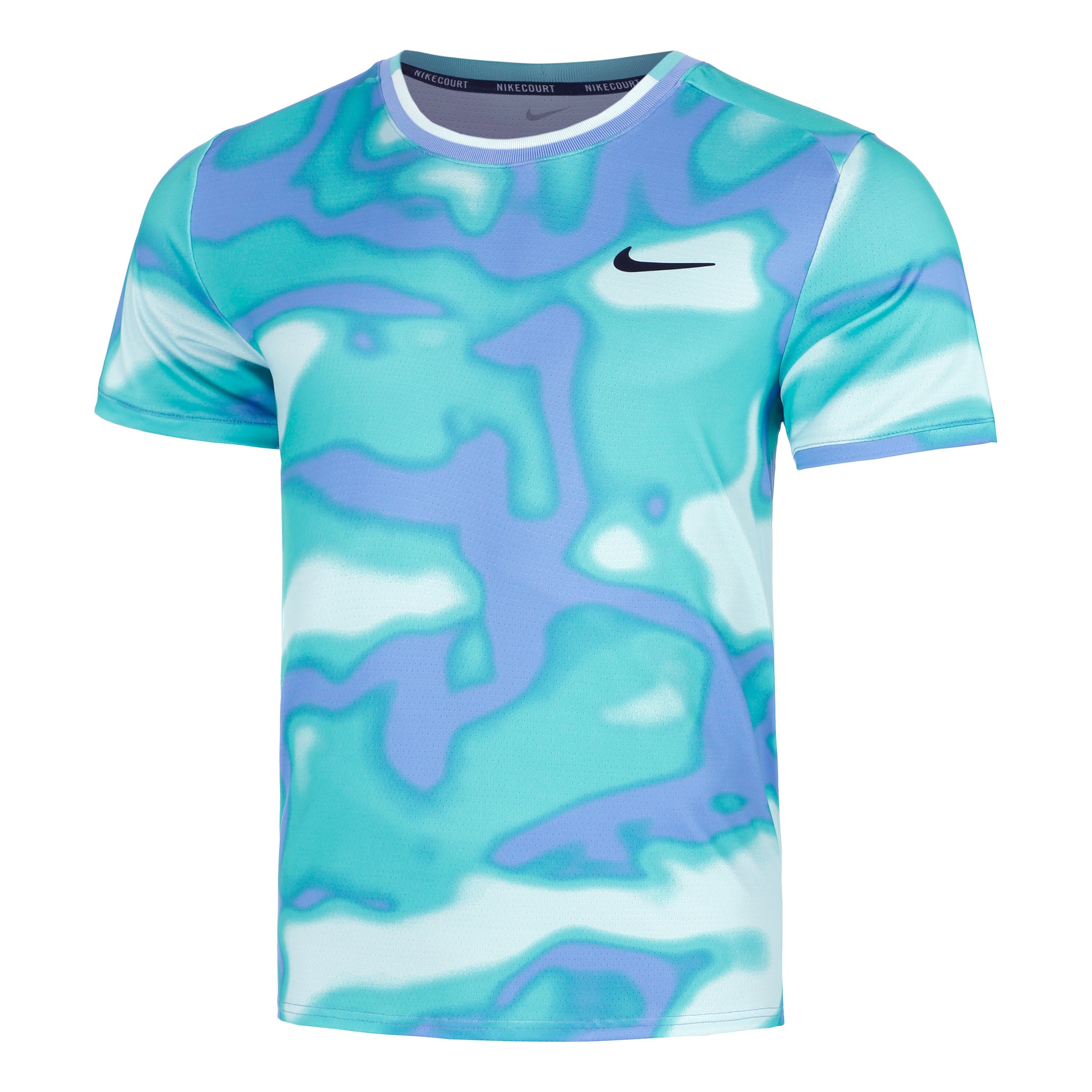 Nike Court Dri-Fit Advantage Print Koszulka Mężczyźni - turkus, niebieski