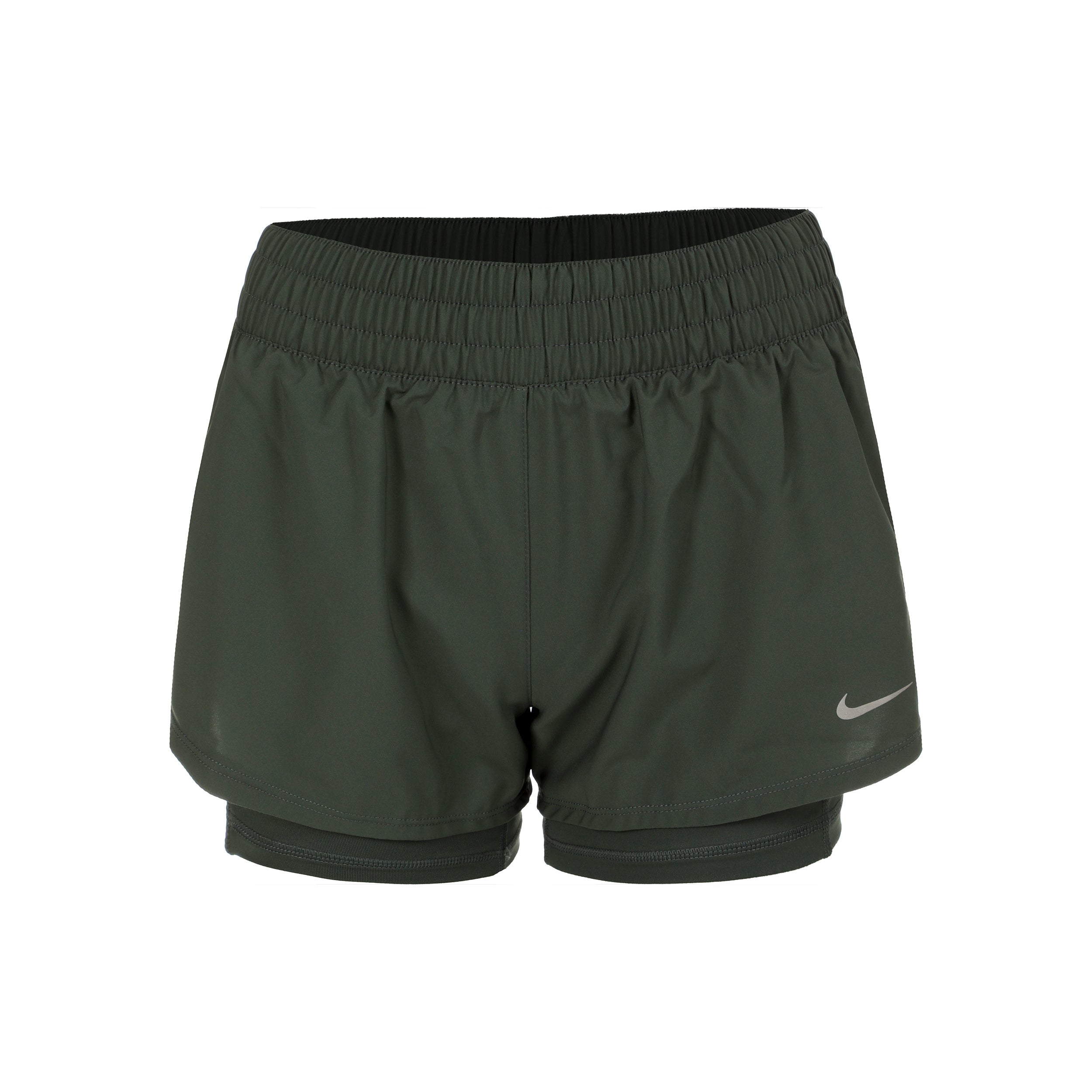Nike Dri-Fit One Mid Rise 2in1 3in Szorty Kobiety - zieleń, srebrny