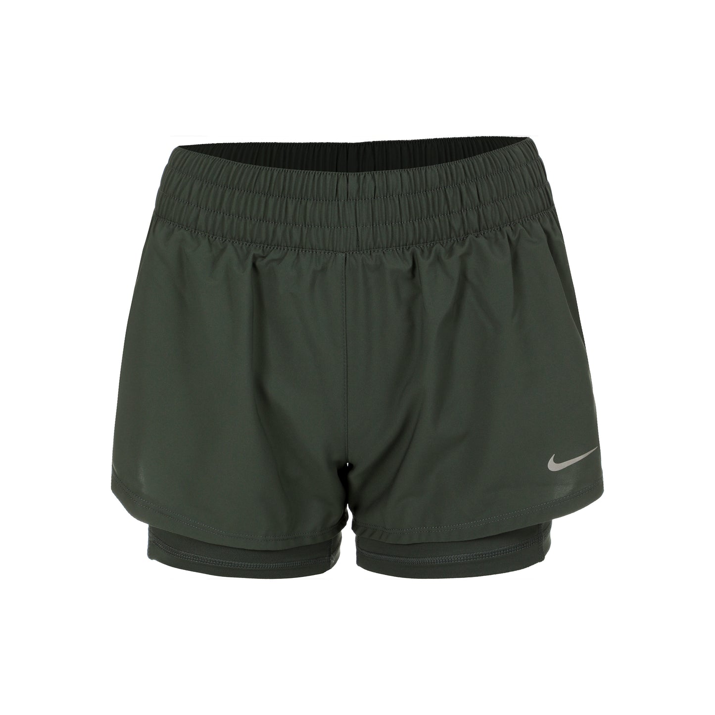 Nike Dri-Fit One Mid Rise 2in1 3in Szorty Kobiety - zieleń, srebrny