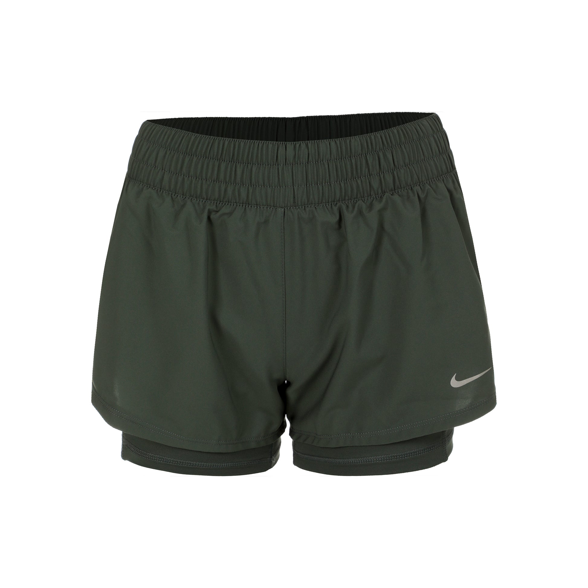 Nike Dri-Fit One Mid Rise 2in1 3in Szorty Kobiety - zieleń, srebrny