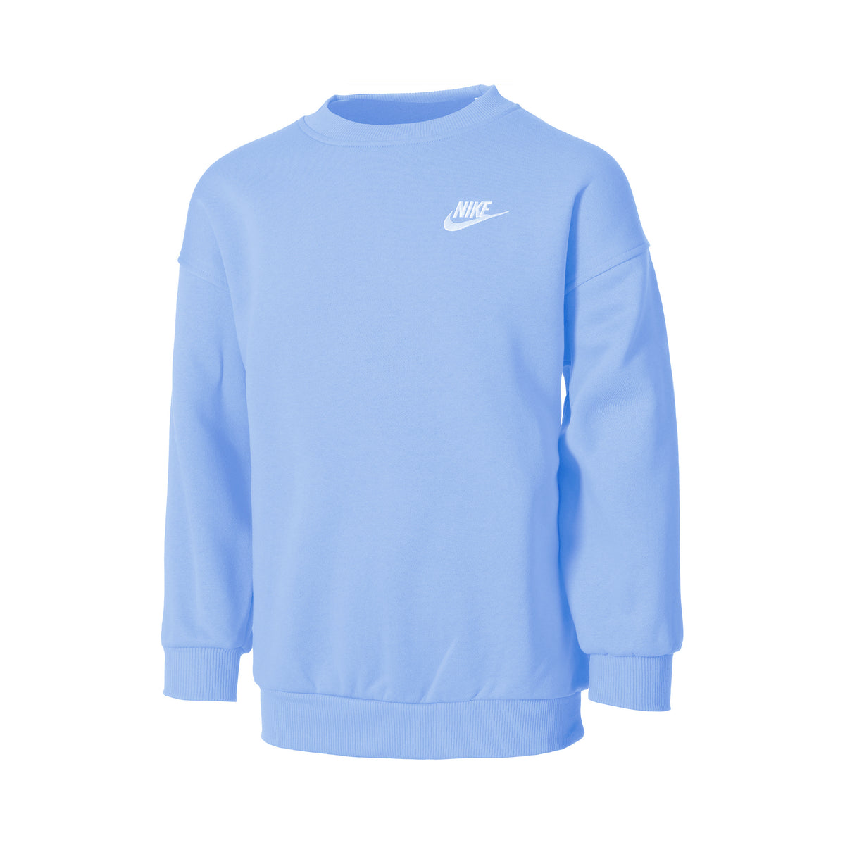 Nike Sportswear Club Fleece Oversized Crew Bluza Dziewczynki - jasnoniebieski, biały