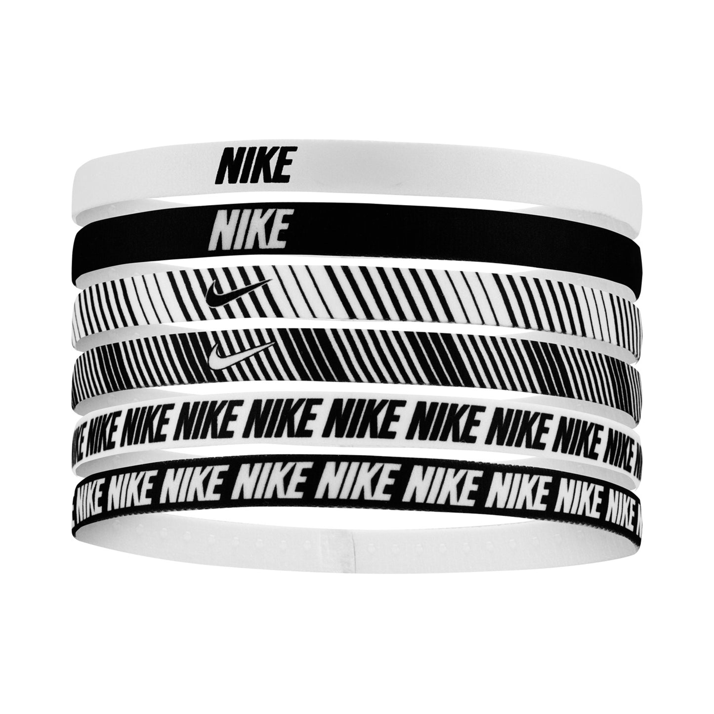 Nike Nike Flex Classic Printed Opaska Do Włosów Opakowanie 6 Szt.-Biały,Czarny