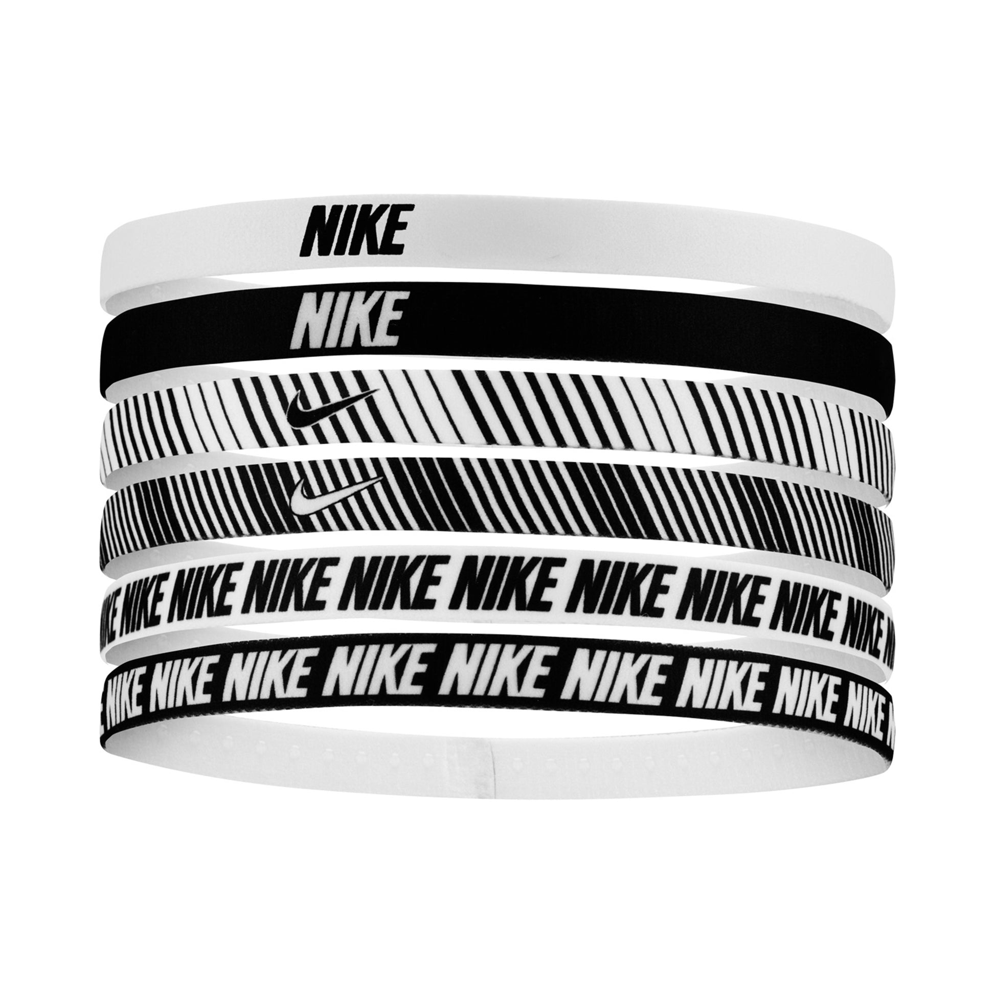 Nike Nike Flex Classic Printed Opaska Do Włosów Opakowanie 6 Szt.-Biały,Czarny