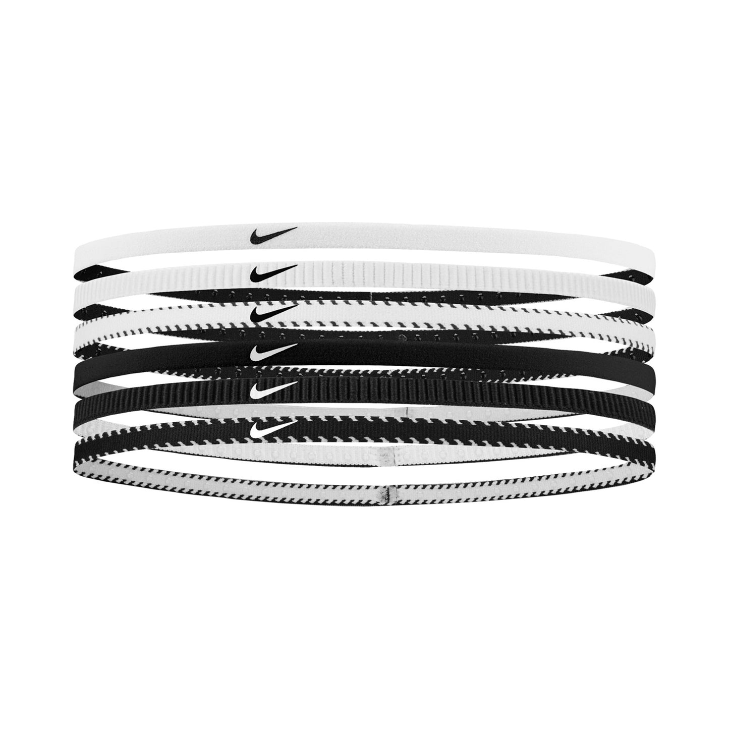 Nike Nike Flex Classic Slim Opaska Do Włosów Opakowanie 6 Szt.-Biały,Czarny