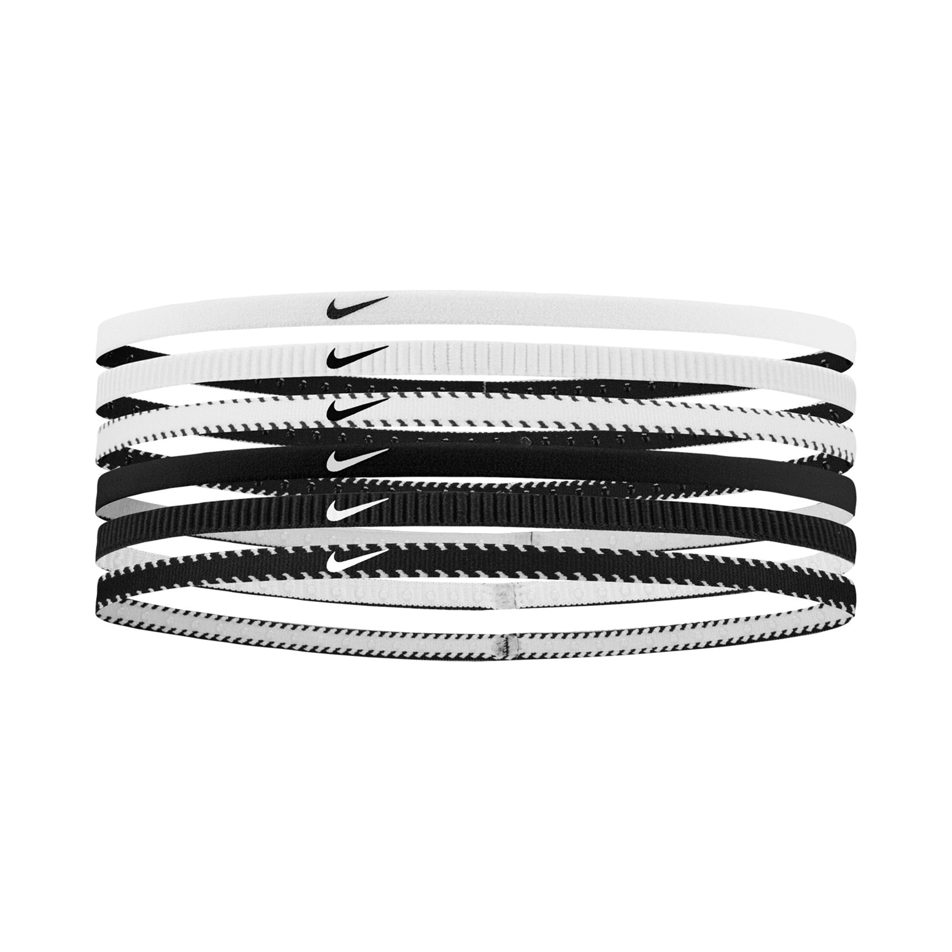 Nike Nike Flex Classic Slim Opaska Do Włosów Opakowanie 6 Szt.-Biały,Czarny