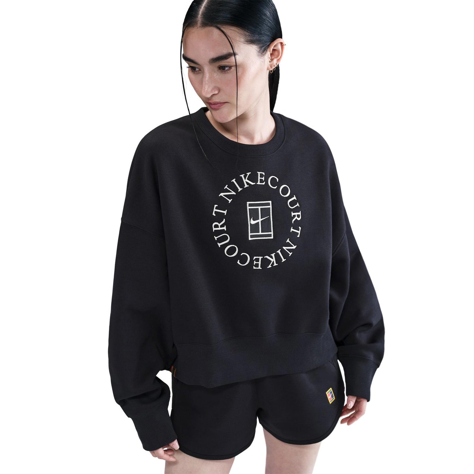 Nike Court Phoenix Over-Oversized Crew Heritage Bluza Kobiety-Czarny