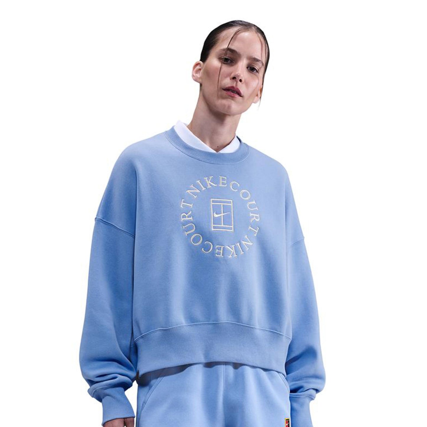 Nike Court Phoenix Over-Oversized Crew Heritage Bluza Kobiety-Niebieski