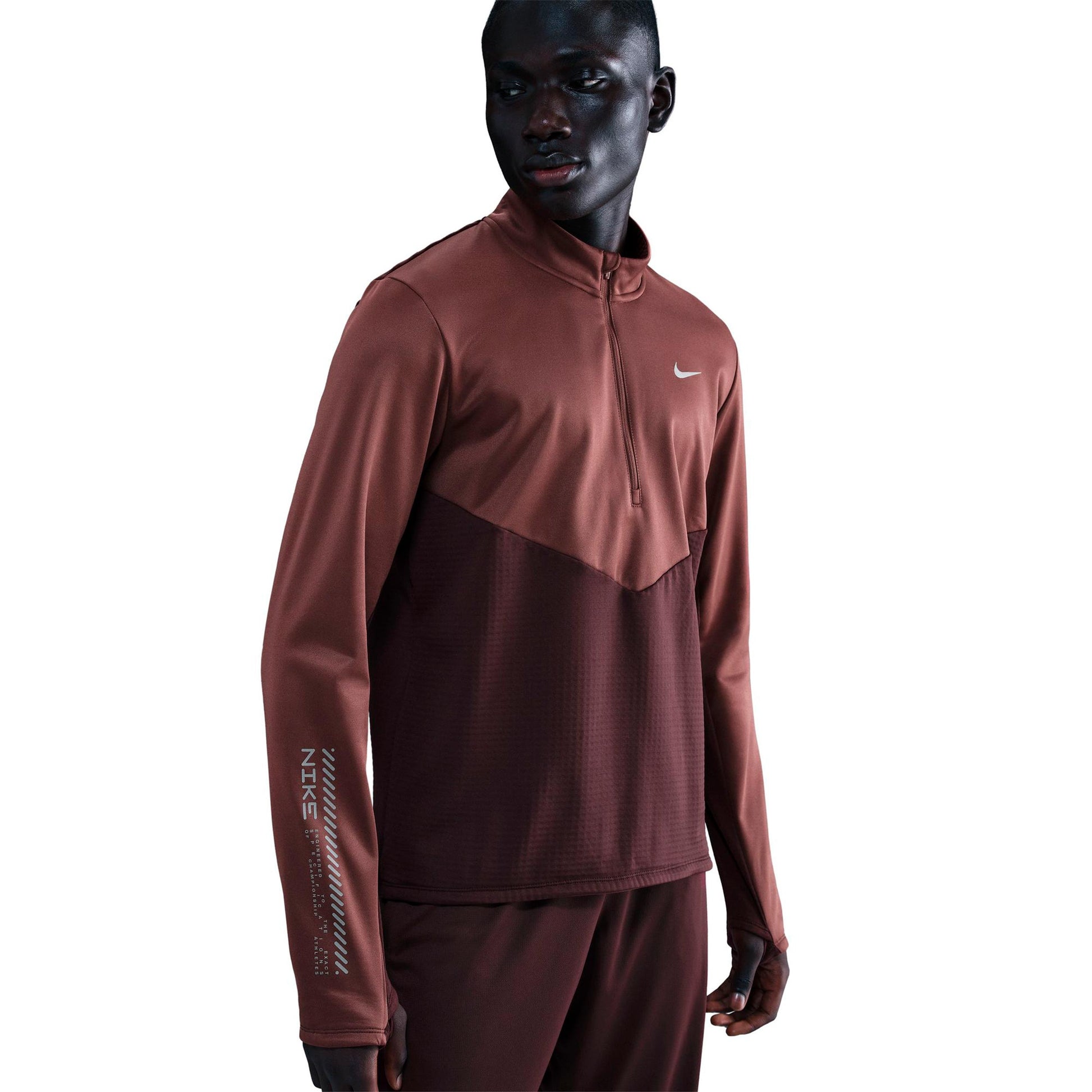 Nike Pacer Winterized Half-Zip Koszulka do biegania Mężczyźni - ciemnoczerwony, brąz