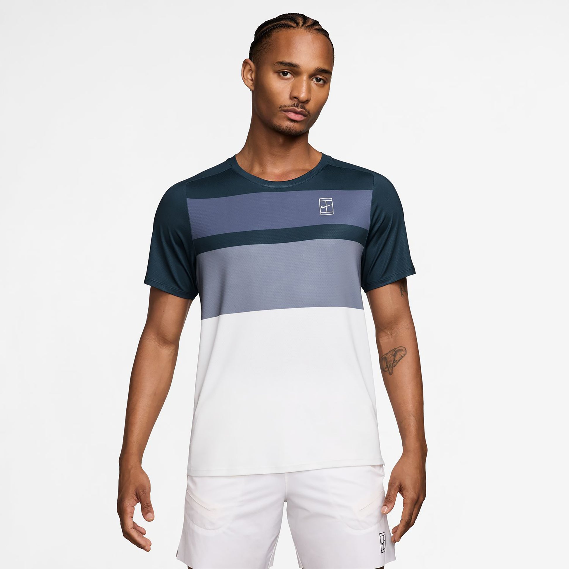 Nike Court Dri-FIT Advantage Print Koszulka Mężczyźni - niebieski, biały