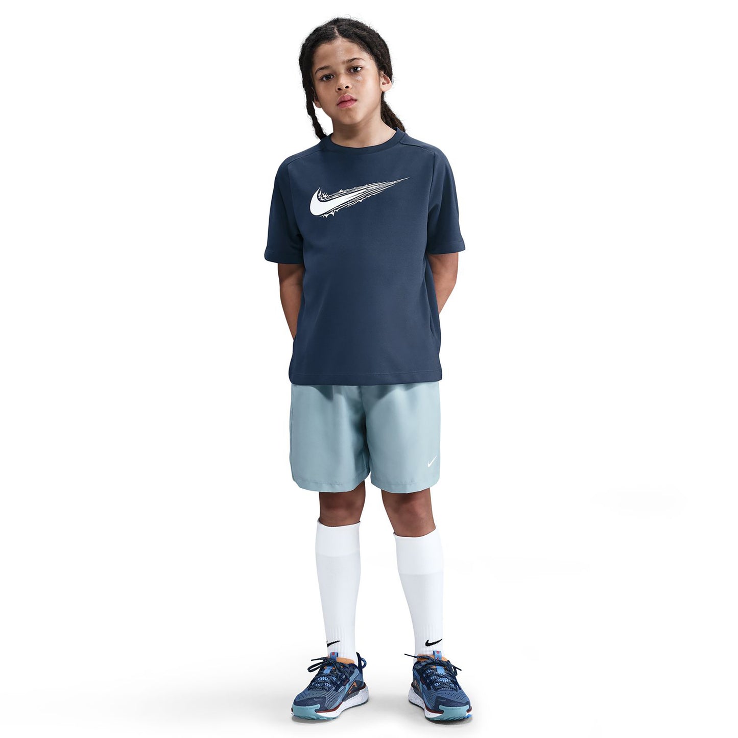 Nike Dri-FIT Multi Koszulka Dzieci - ciemnoniebieski, biały
