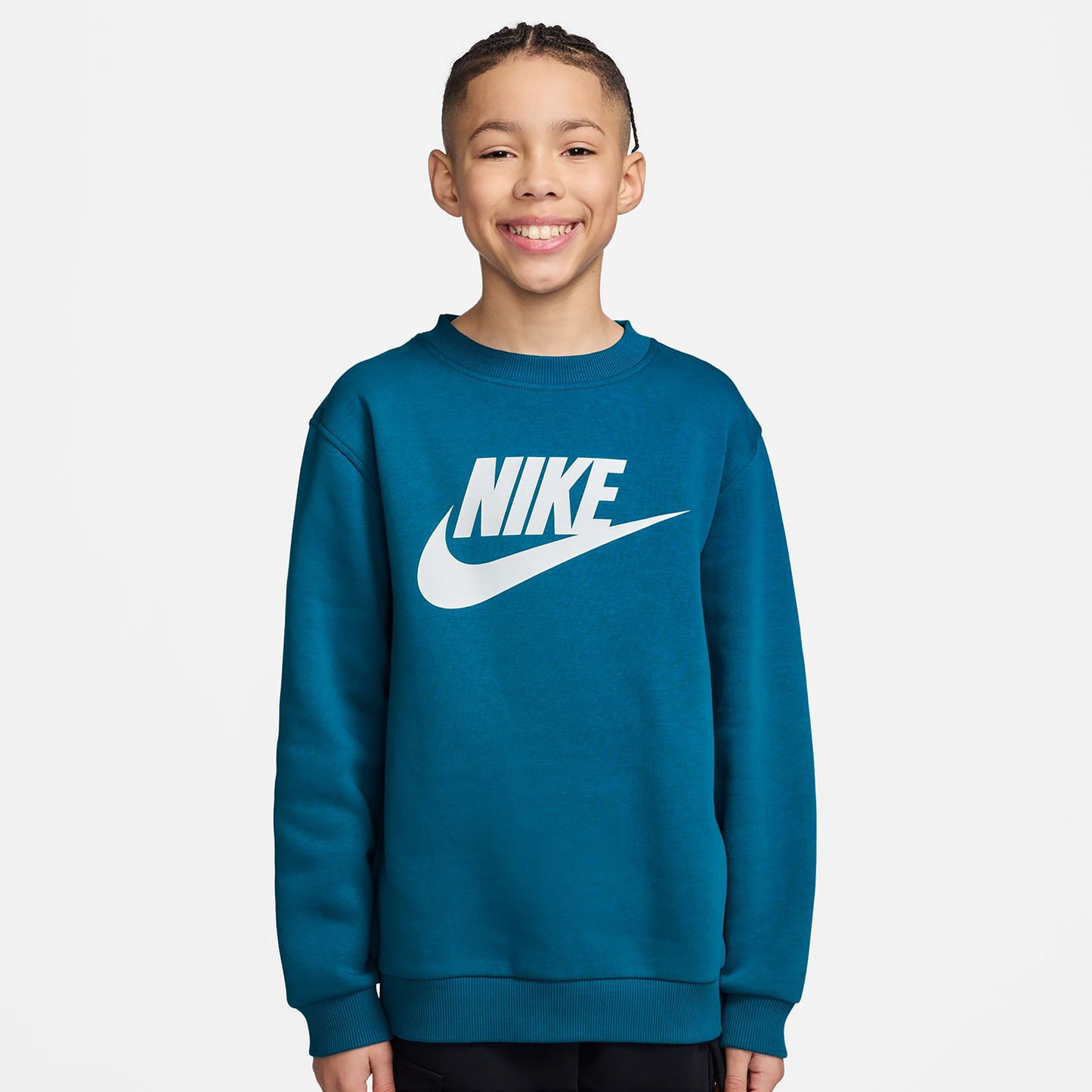 Nike Club Fleece Crew Bluza Dzieci - niebieski, biały