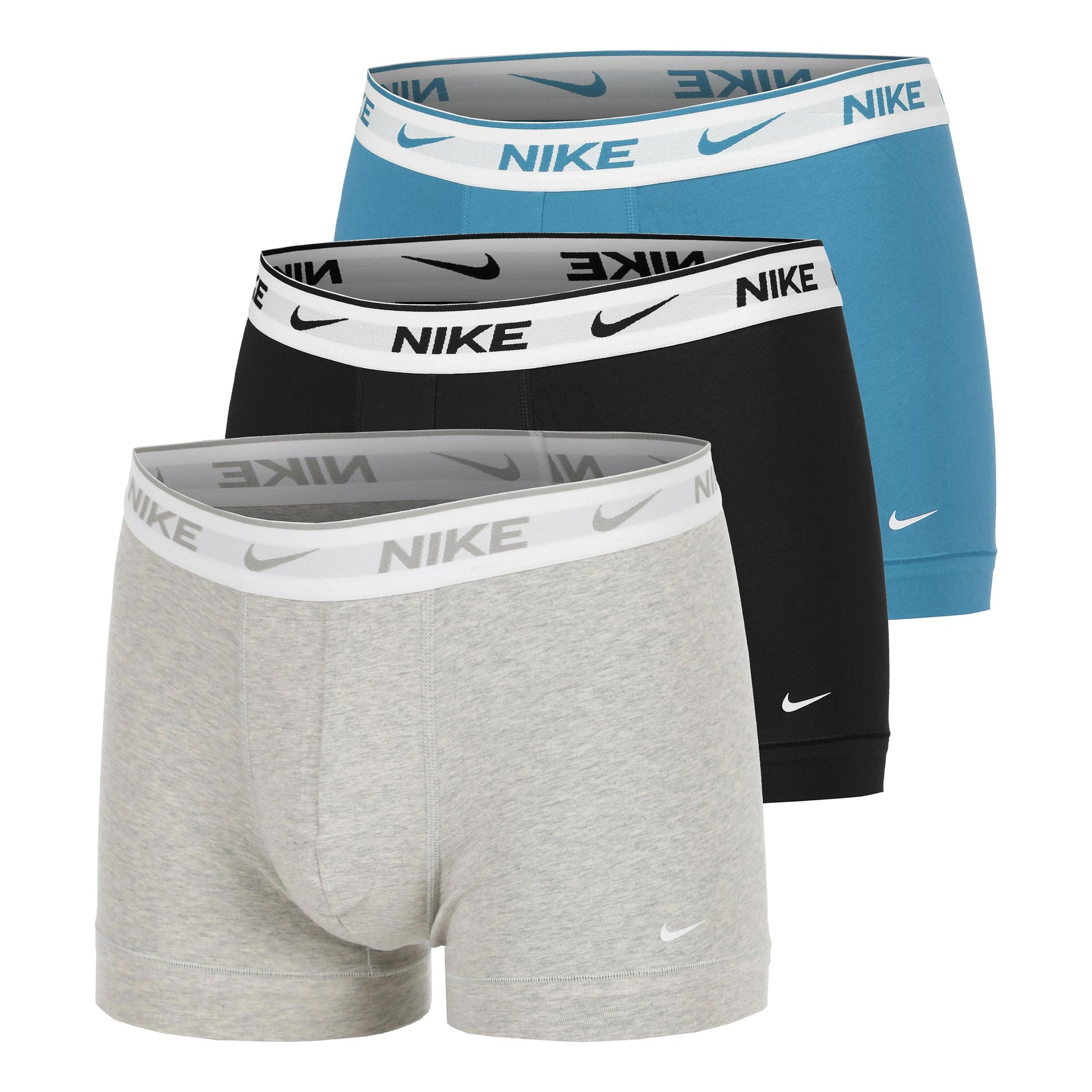 Nike Everyday Cotton Stretch Bokserki Opakowanie 3 Szt. Mężczyźni-Jasnoszary,Czarny