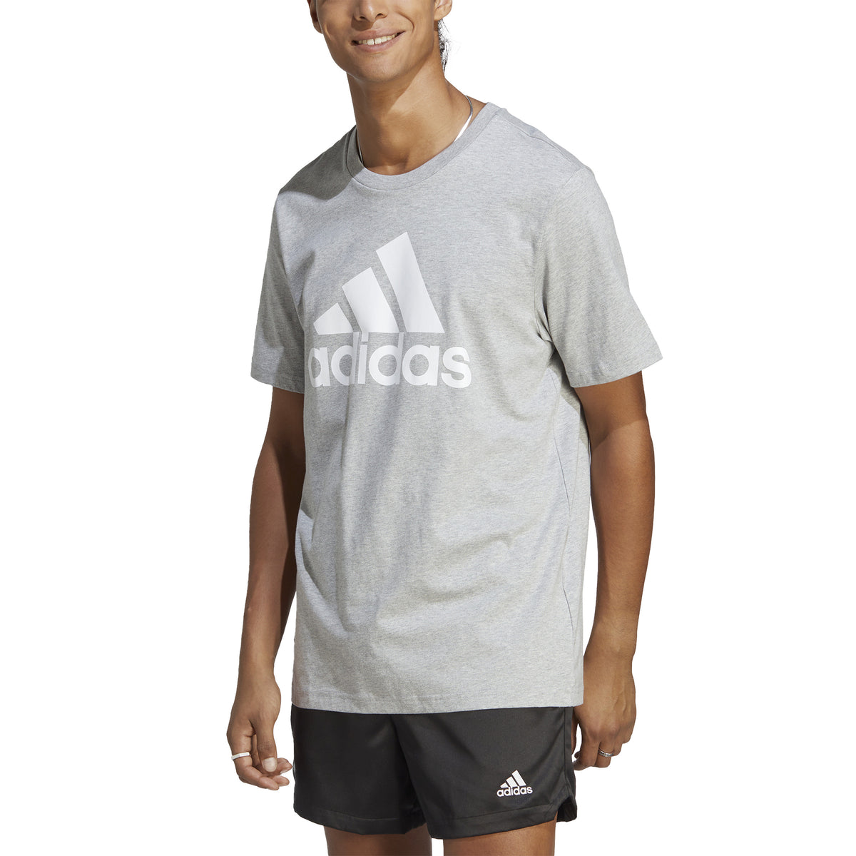 adidas Big Logo Single Jersey Koszulka Mężczyźni - jasnoszary, biały