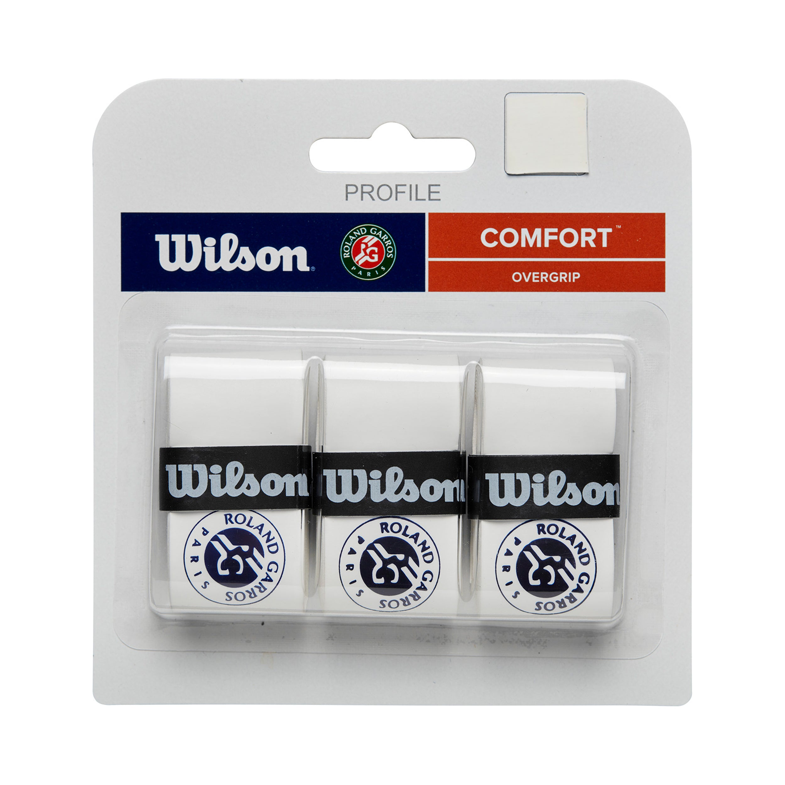 Wilson Pro Overgrip Roland Garros Opakowanie 3 Szt.-Biały,Niebieski