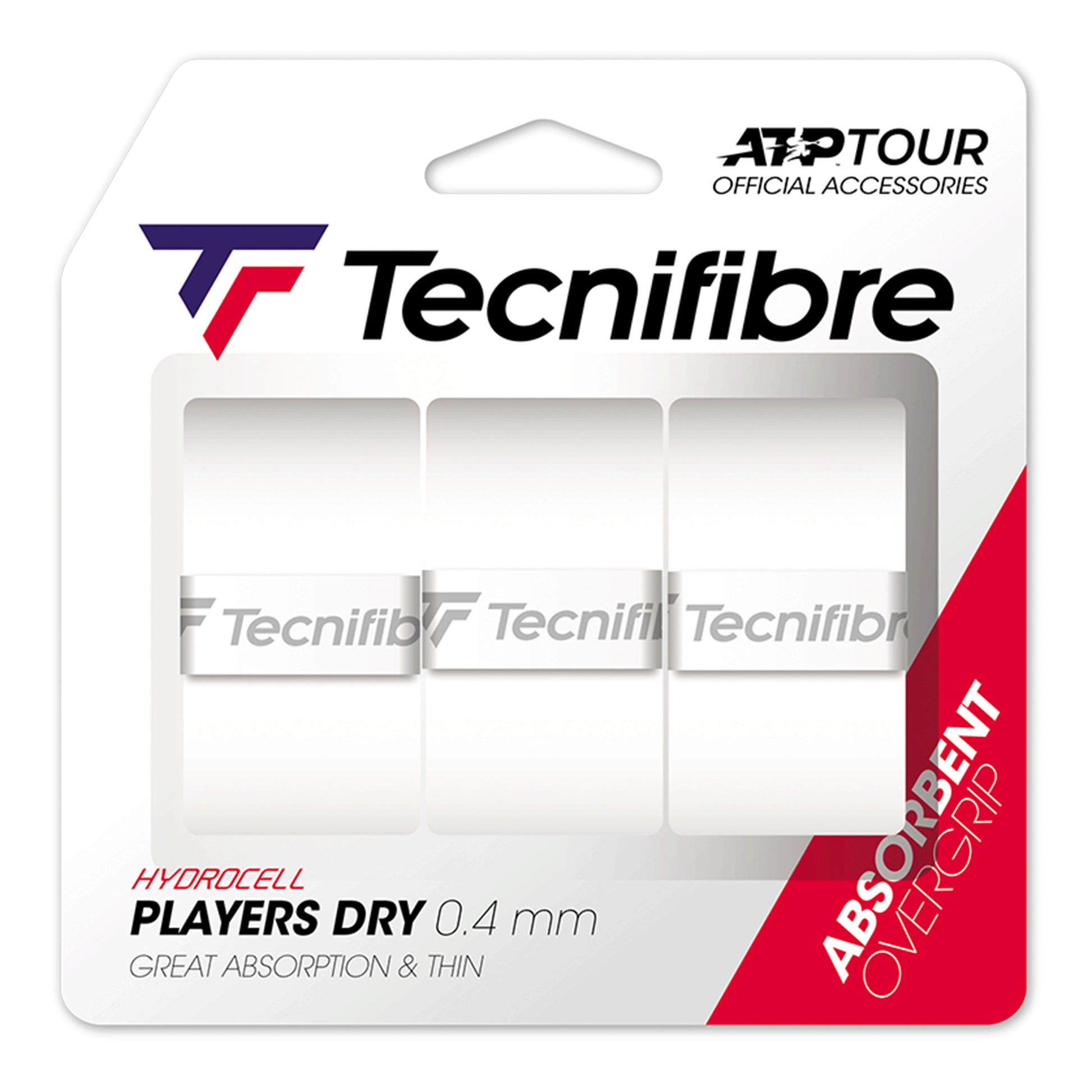 Tecnifibre Players Dry 3er Opakowanie 3 Szt.-Biały