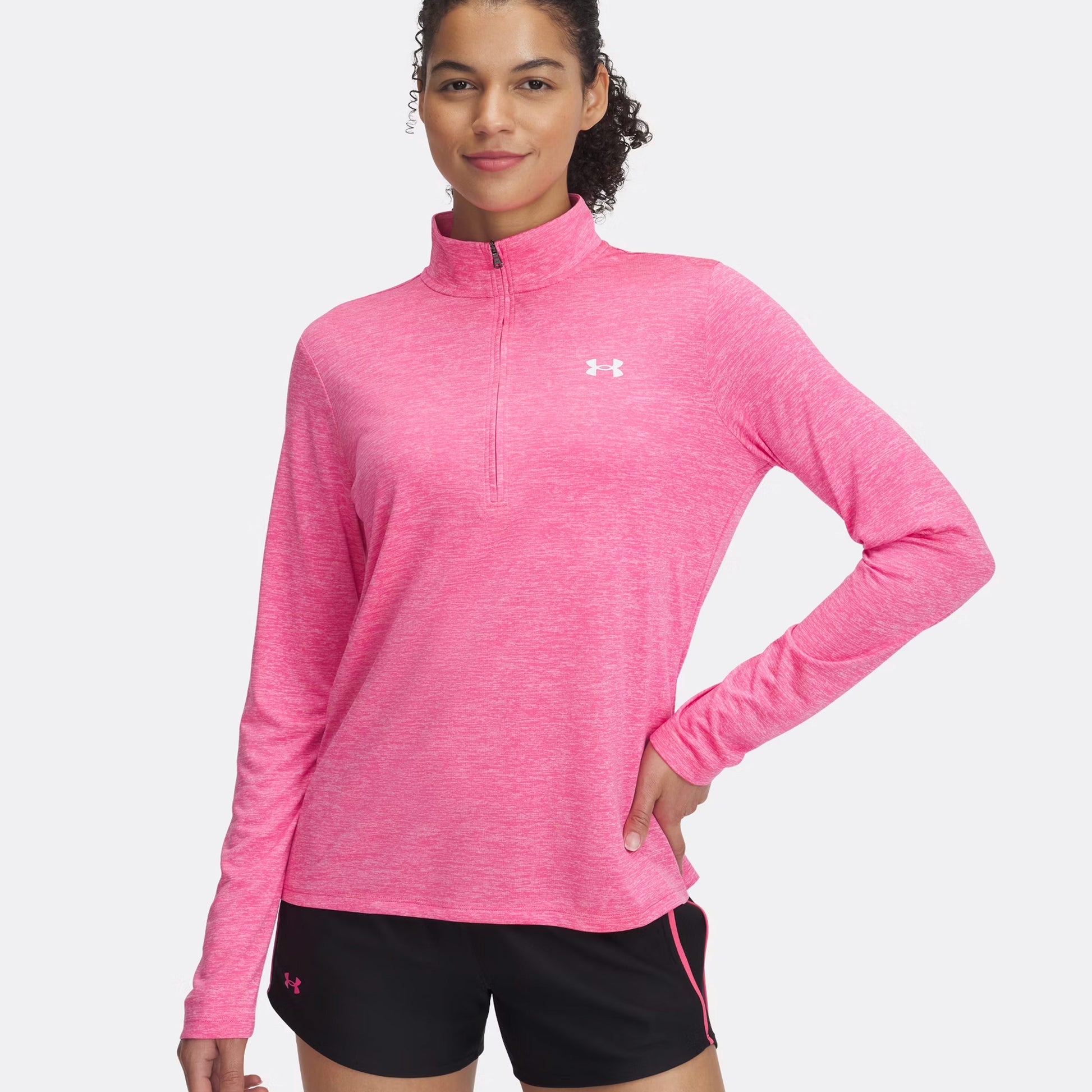 Under Armour Tech 1/2 Zip-Twist Długi Rękaw Kobiety-Różowy,Biały