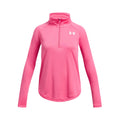 Tech Graphic Half-Zip Długi Rękaw Dziewczynki-Różowy