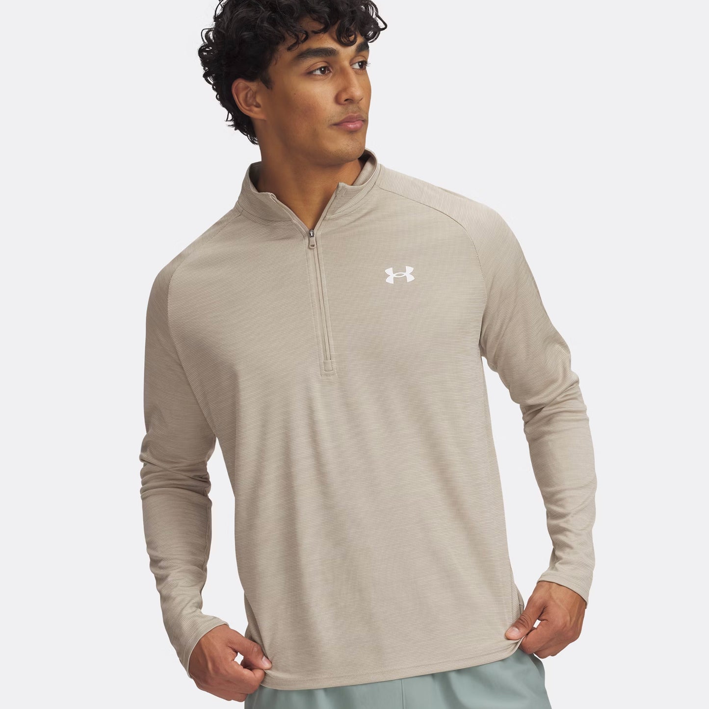 Under Armour Tech Textured Half-Zip Długi Rękaw Mężczyźni - brąz,