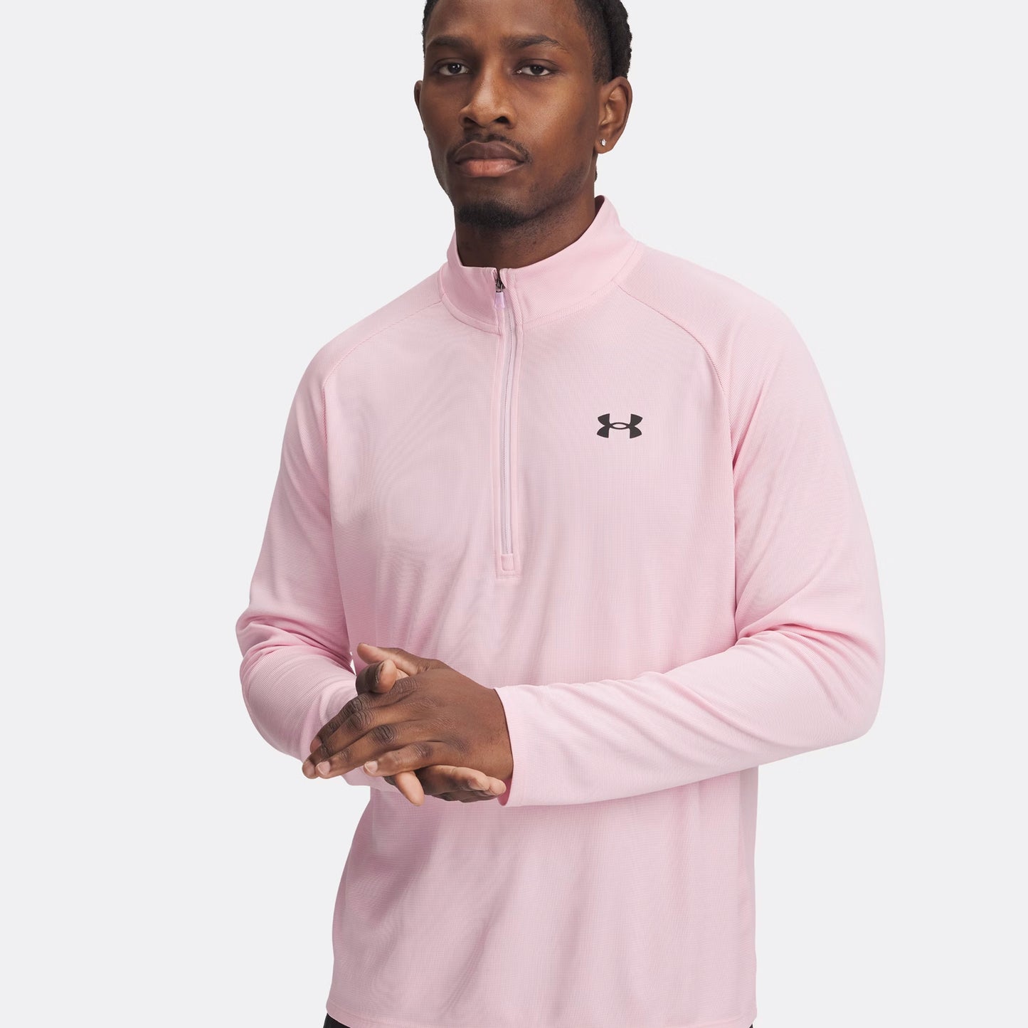 Under Armour Tech Textured Half-Zip Długi Rękaw Mężczyźni-Różowy