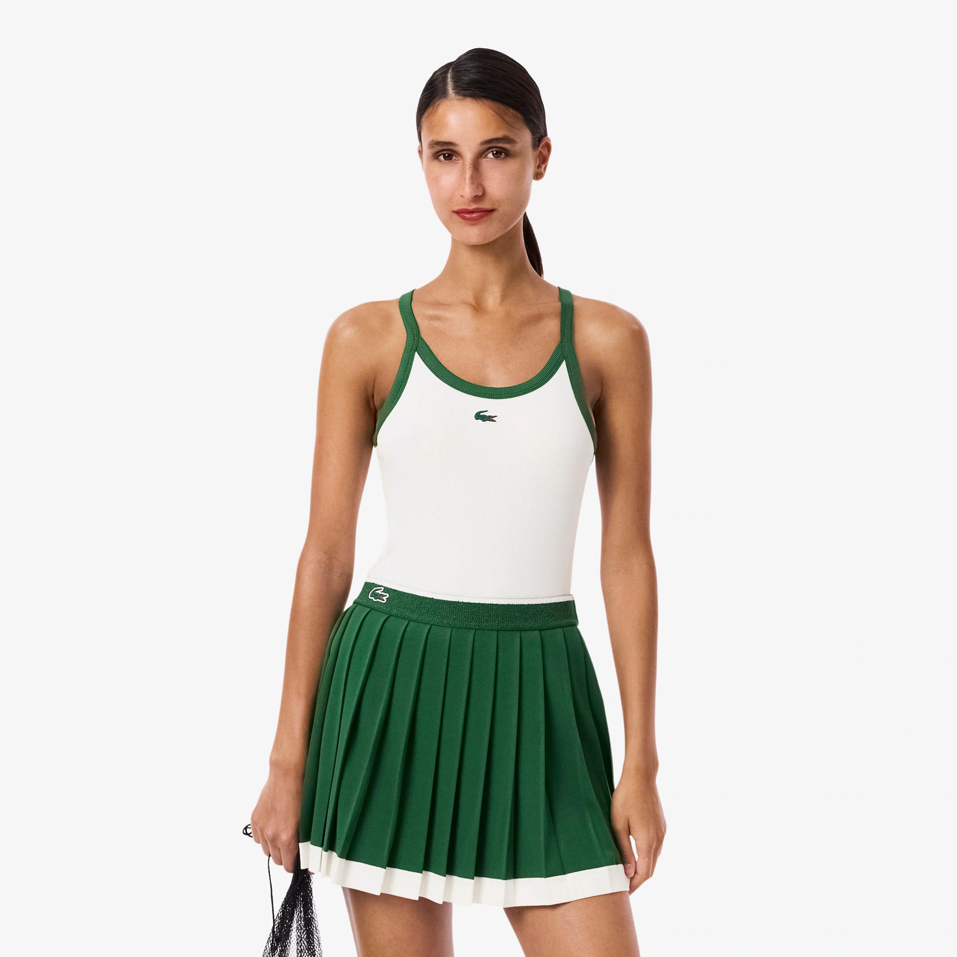 Lacoste Tank Top Kobiety-Biały,Ciemnozielony
