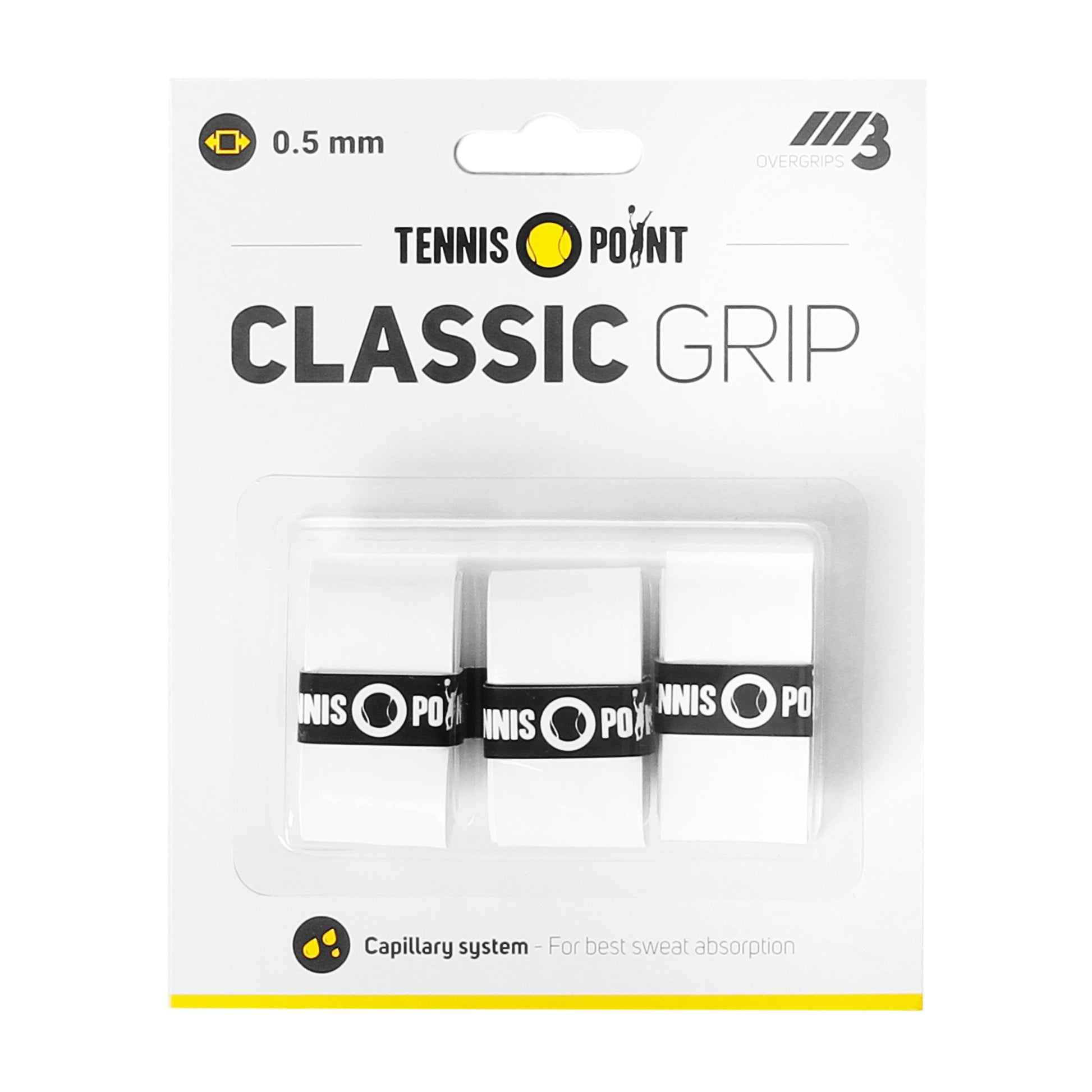 Tennis-Point Classic Grip Opakowanie 3 szt. - biały