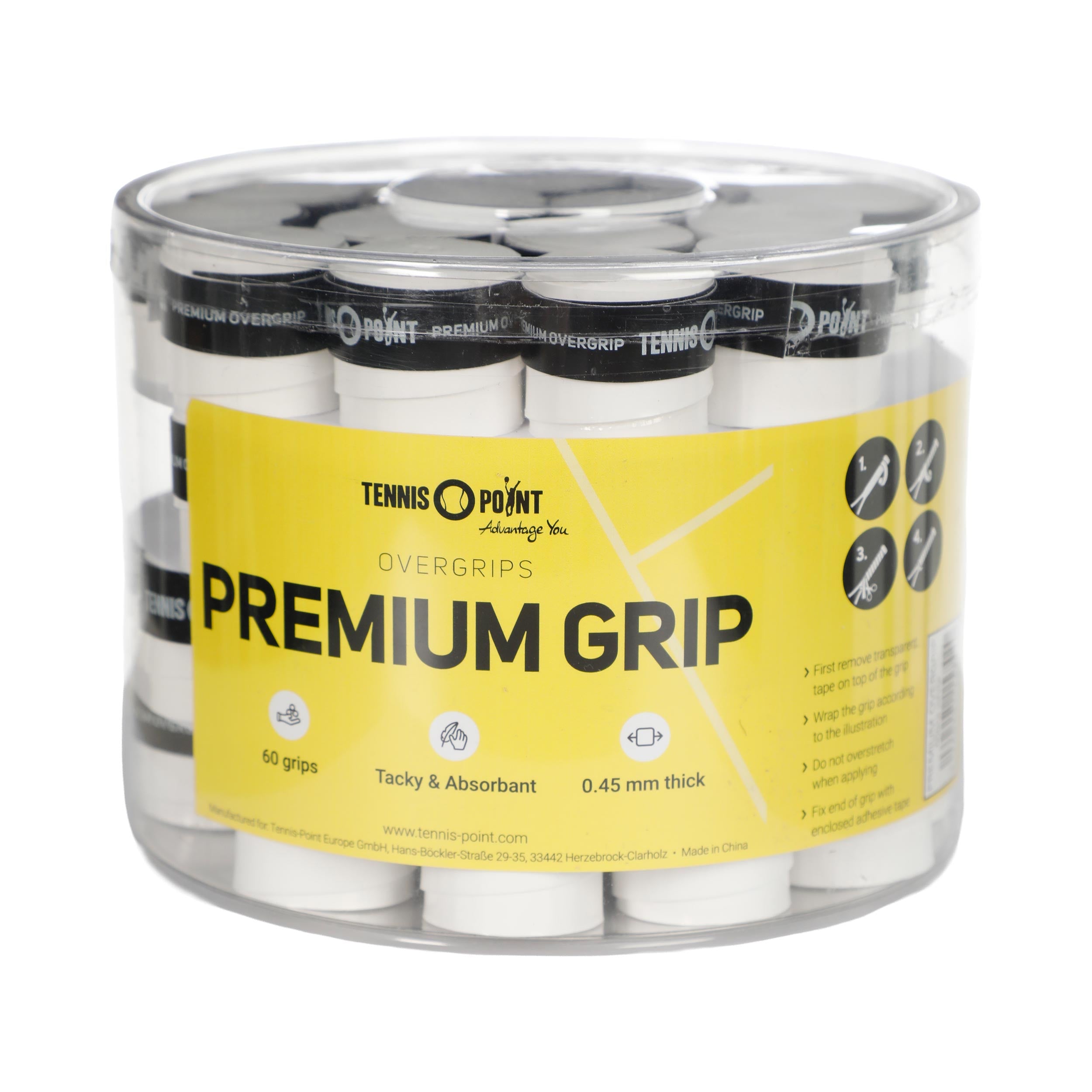 Tennis-Point Premium Grip Opakowanie 60 Szt.-Biały