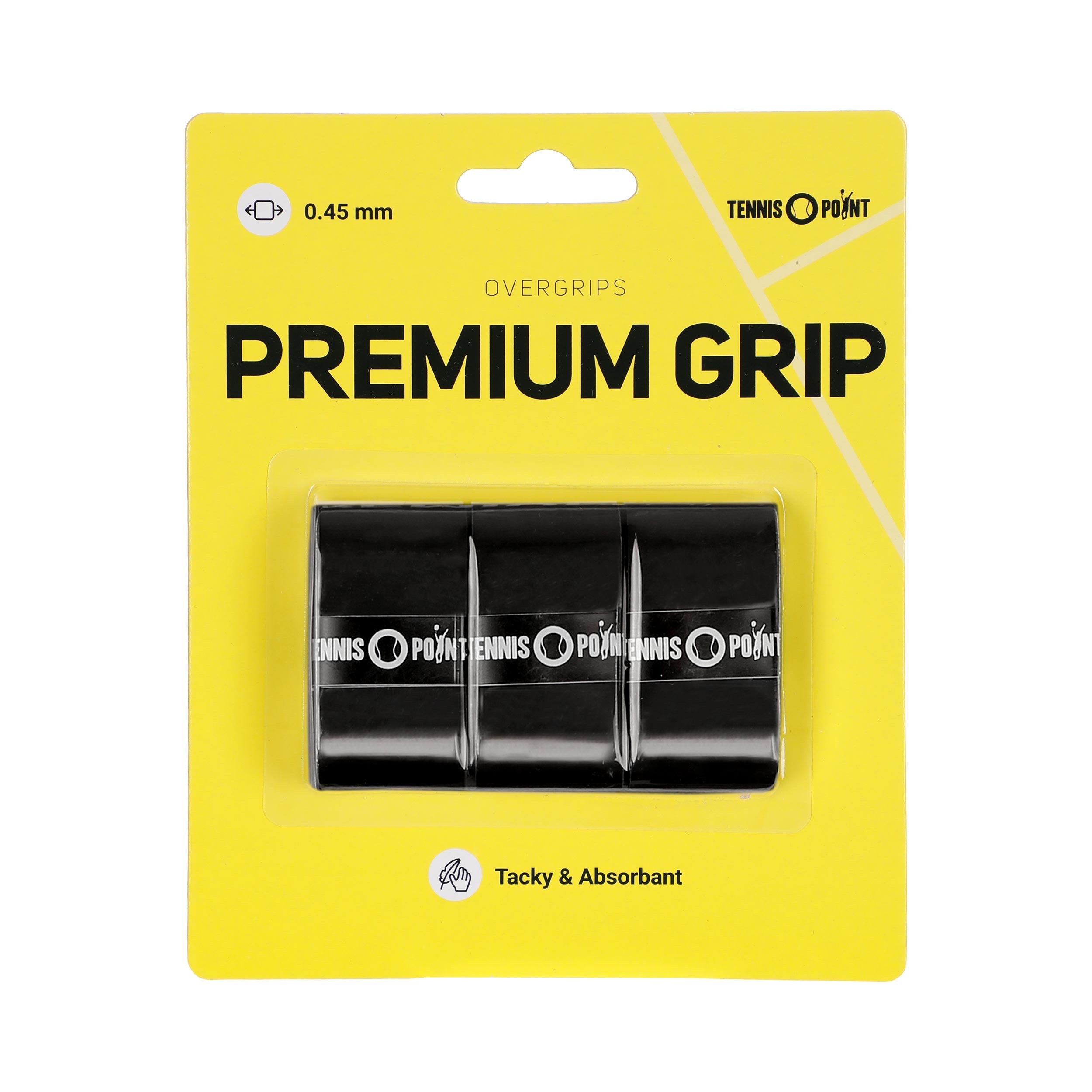 Tennis-Point Premium Grip Opakowanie 3 Szt.-Czarny