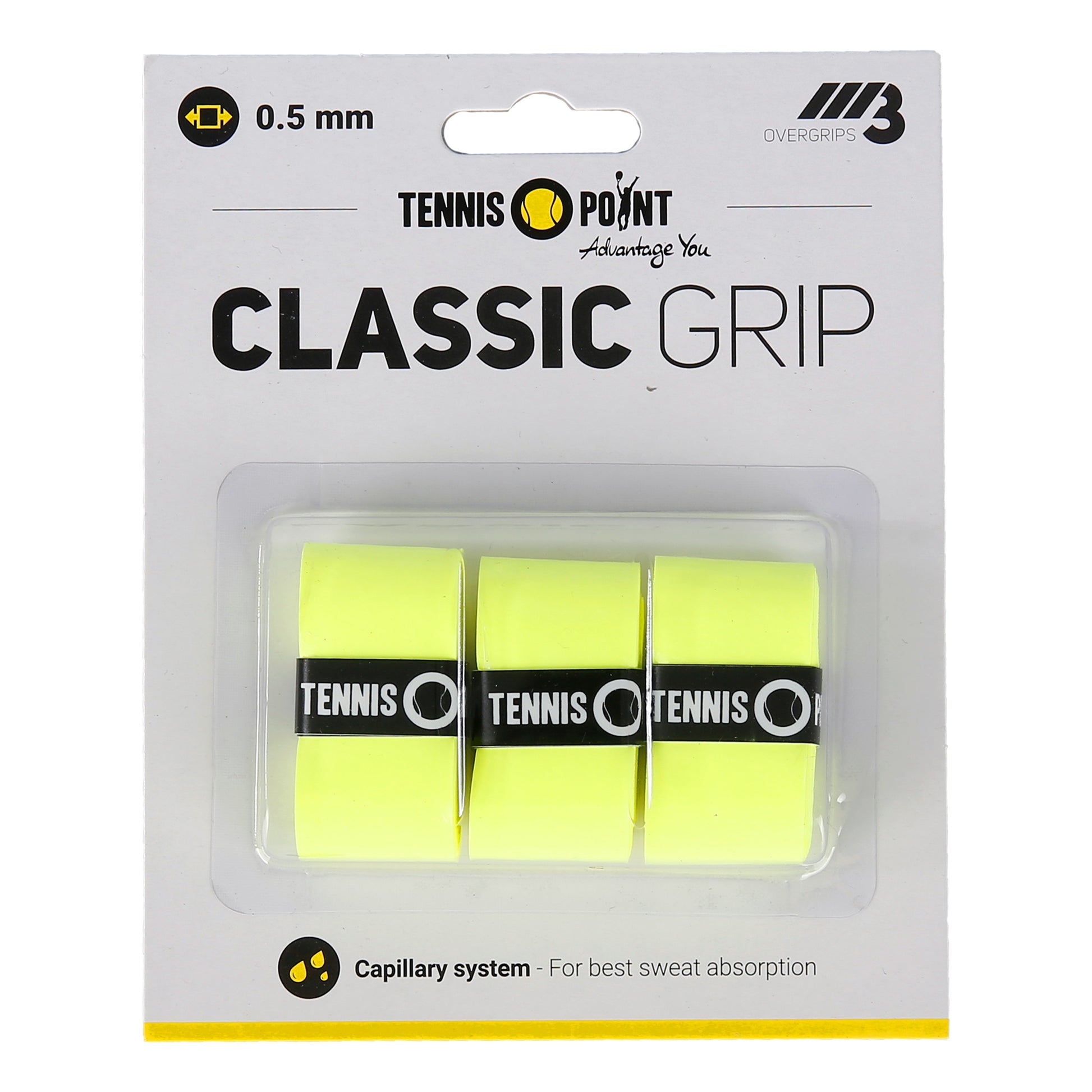 Tennis-Point Classic Grip Opakowanie 3 szt. - żółty