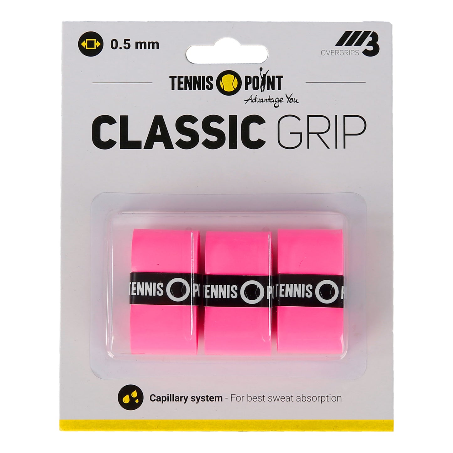 Tennis-Point Classic Grip Opakowanie 3 szt. - różowy