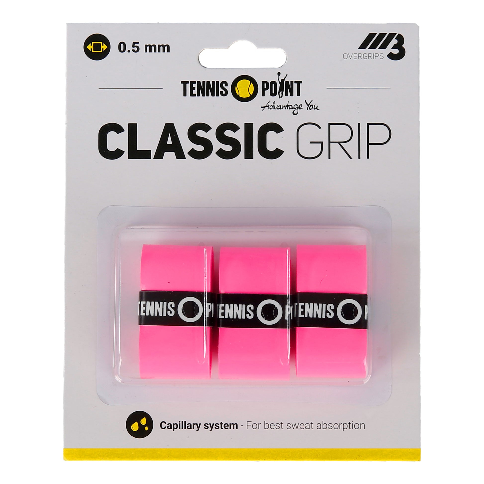Tennis-Point Classic Grip Opakowanie 3 szt. - różowy