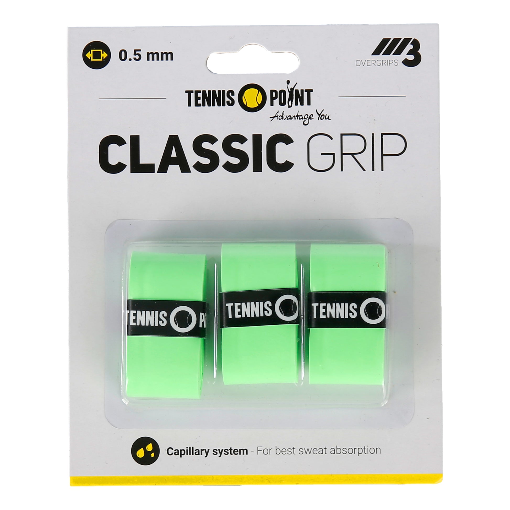 Tennis-Point Classic Grip Opakowanie 3 szt. - zieleń