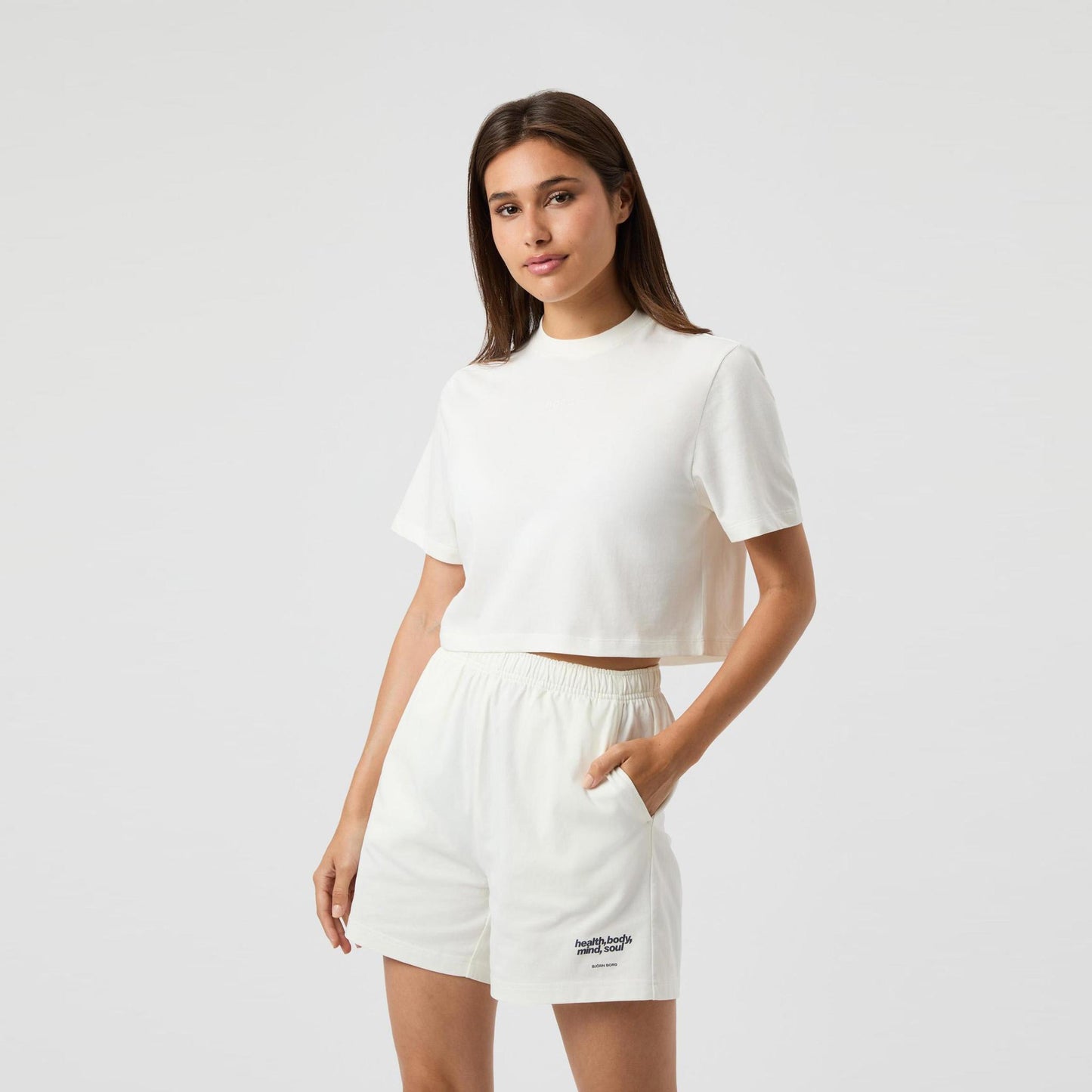 Björn Borg Studio Oversized Cropped Koszulka Kobiety-Krem