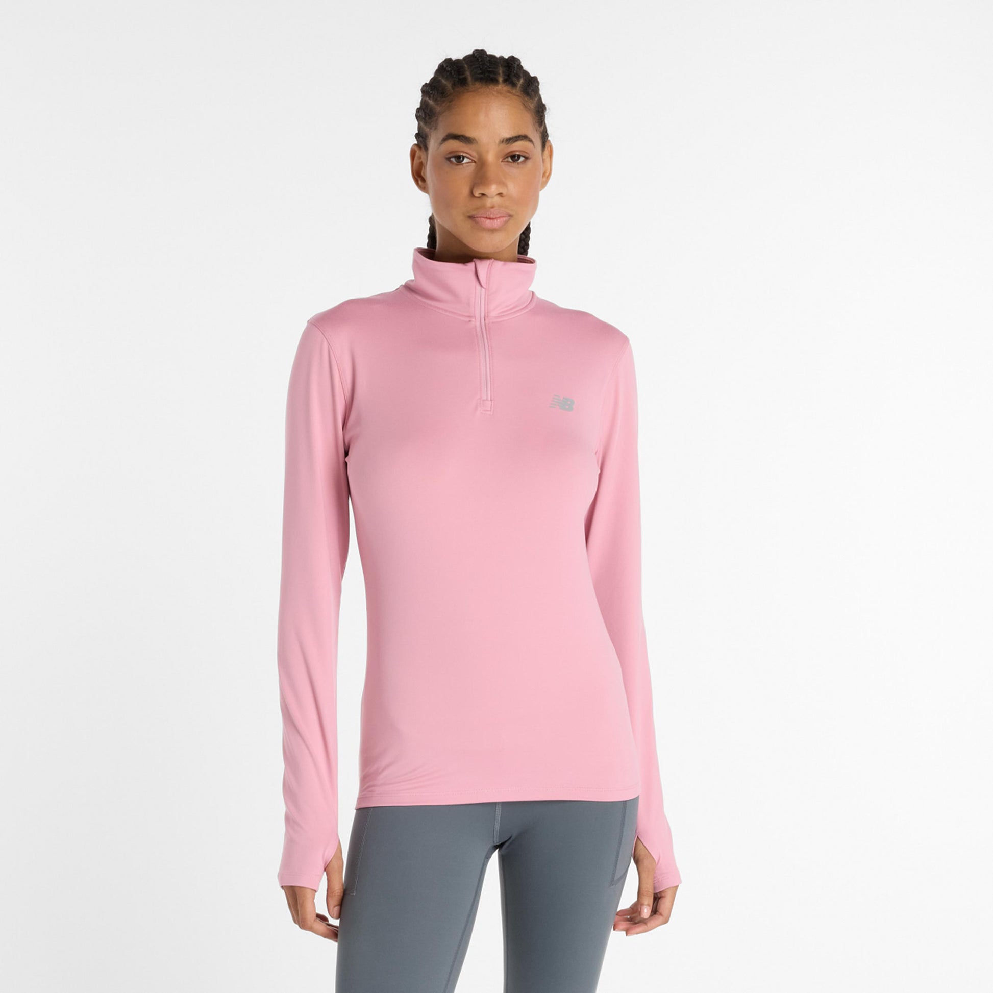 New Balance Essentials Space Dye Quarter Zip Długi Rękaw Kobiety-różowy