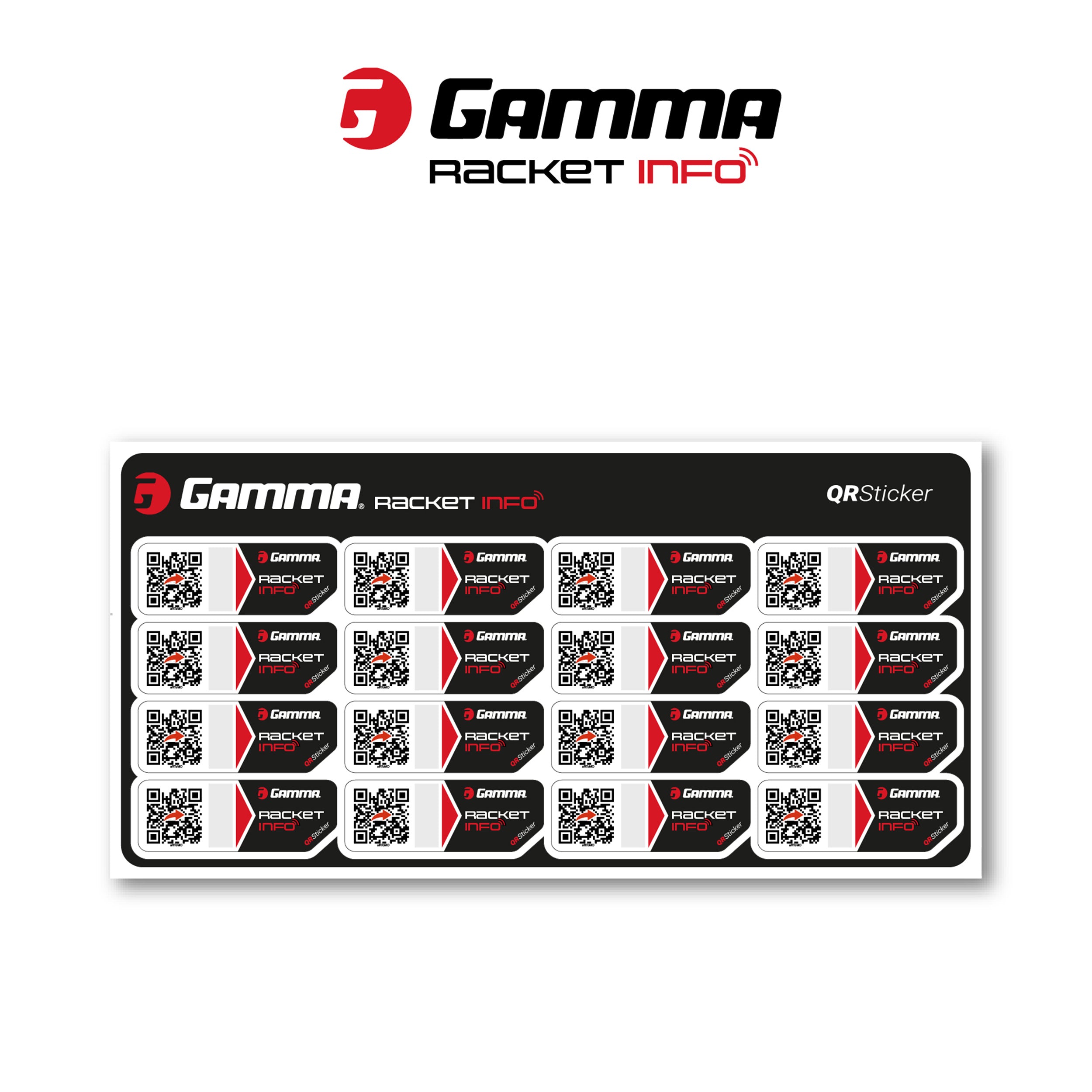 Gamma Gamma Racket Info Naklejka Naciąg Opakowanie 16 Szt.-Czarny