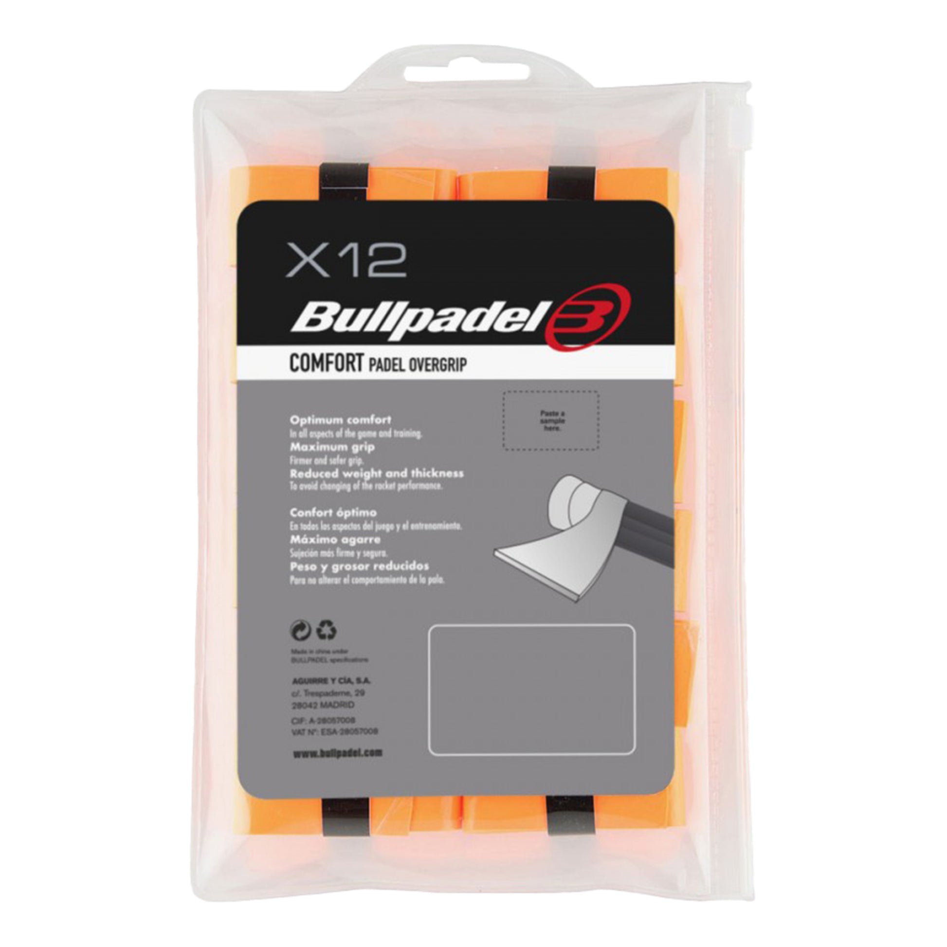 Bullpadel GB-1600 PACK 12 COMFORT-Neonowy Pomarańczowy