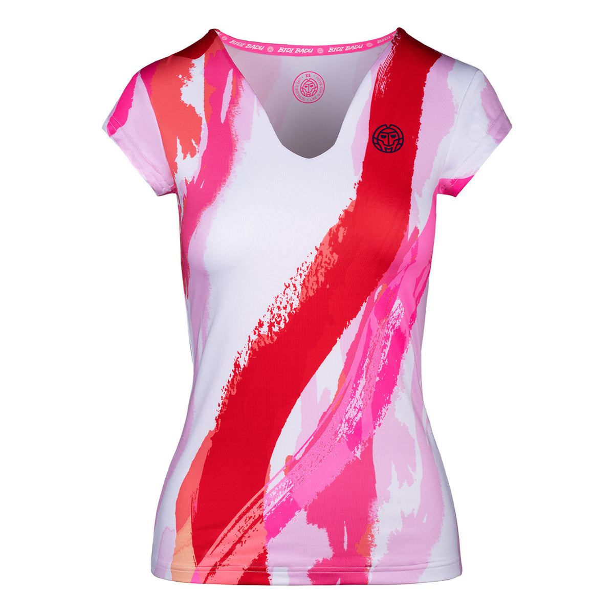 BIDI BADU Bella 2.0 Tech V-Neck Koszulka Kobiety - biały, czerwony