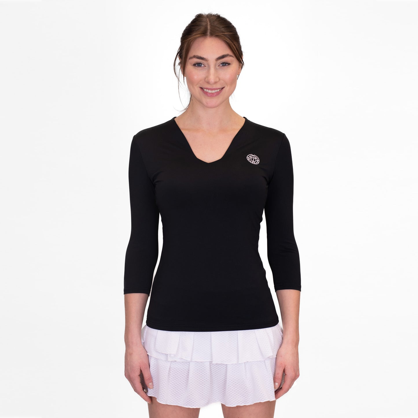BIDI BADU Crew V-Neck Długi Rękaw Kobiety-Czarny