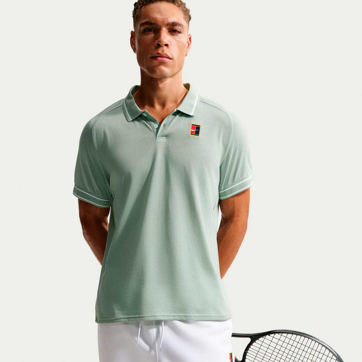 Nike Court Heritage Polo Mężczyźni - szarozielony