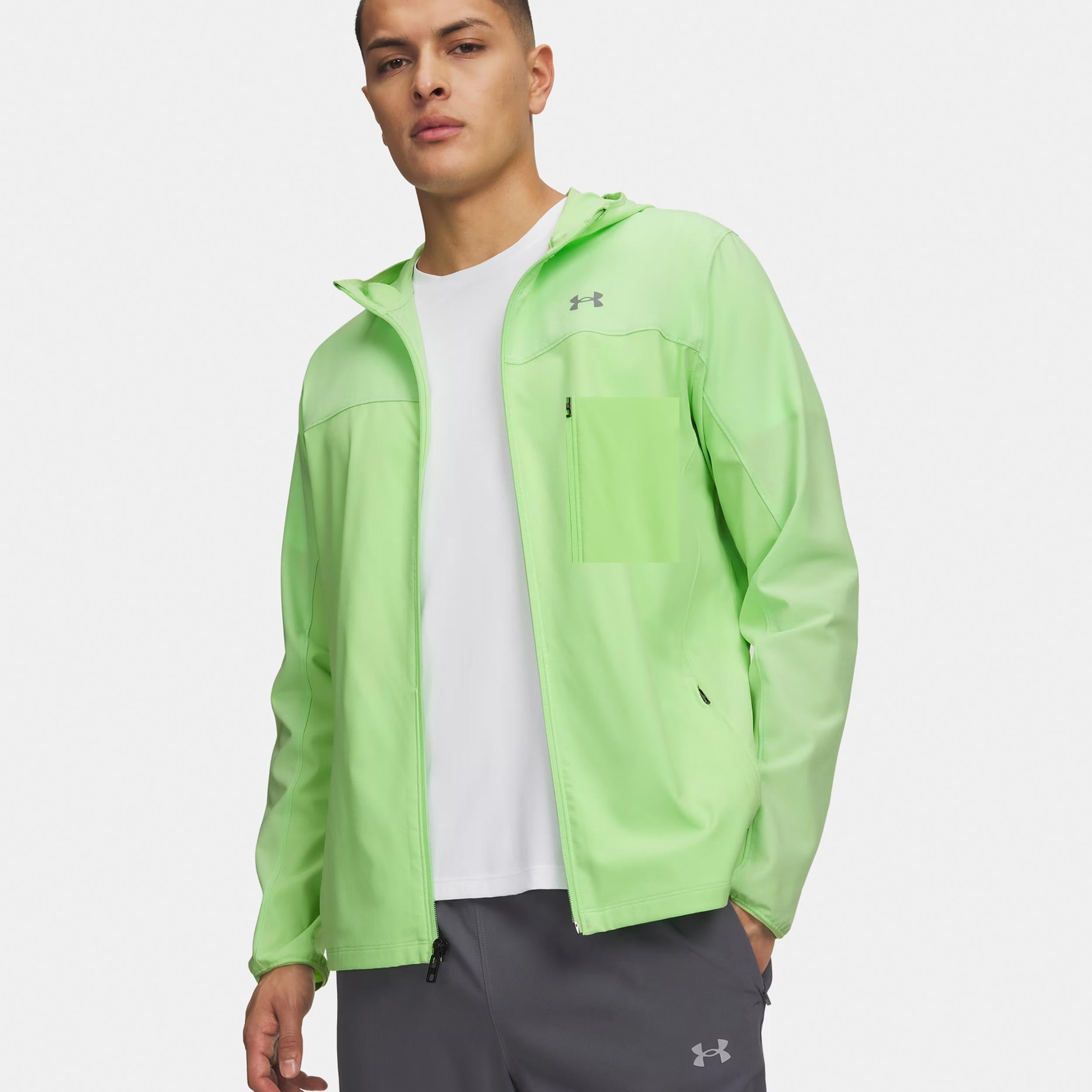 Under Armour Velociti Pro Storm Kurtka do biegania Mężczyźni - neonowy zielony, srebrny